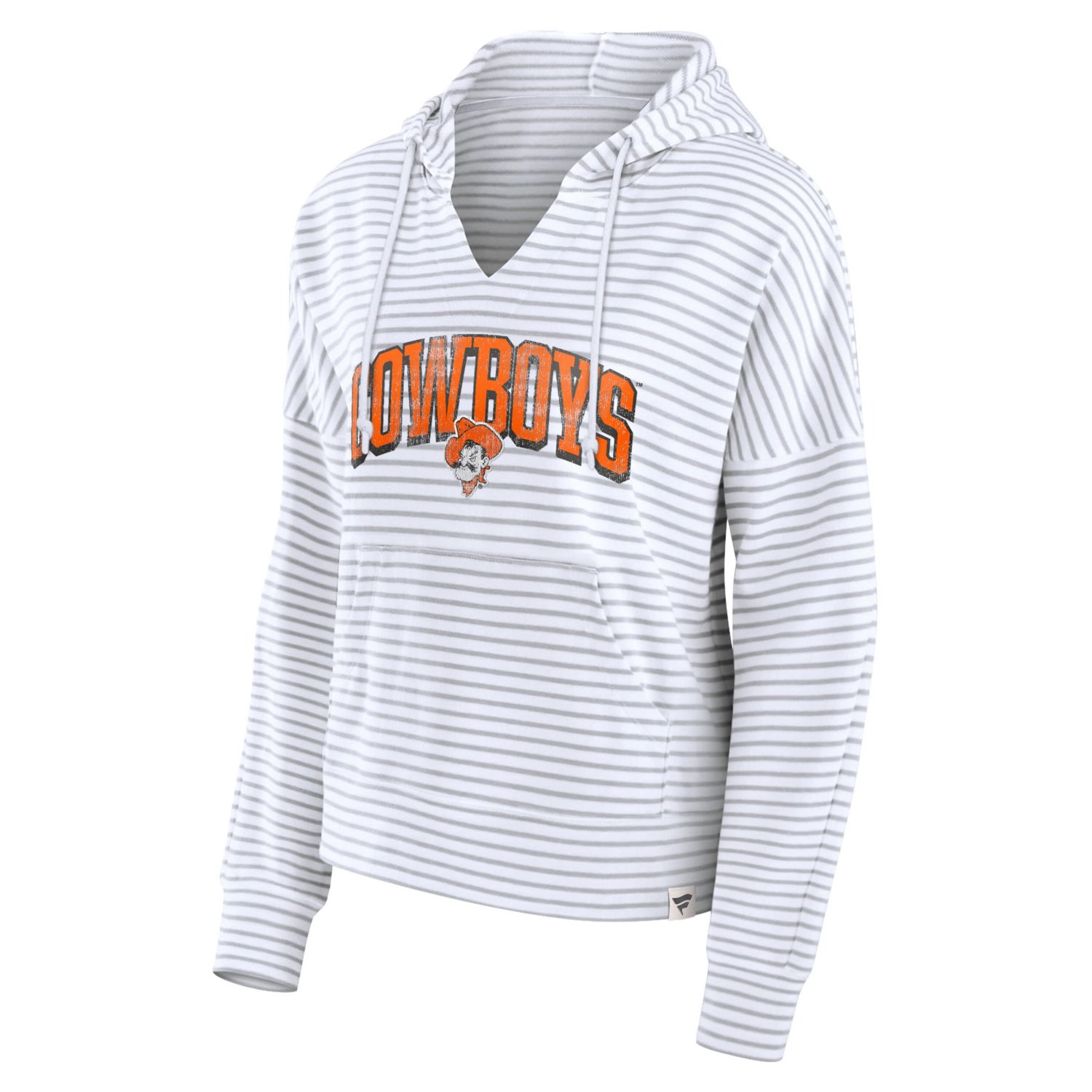 Fanatics /Gray Oklahoma State Cowboys Arch Logo Striped Notch Neck Pullover Hoodie                                               - view number 2