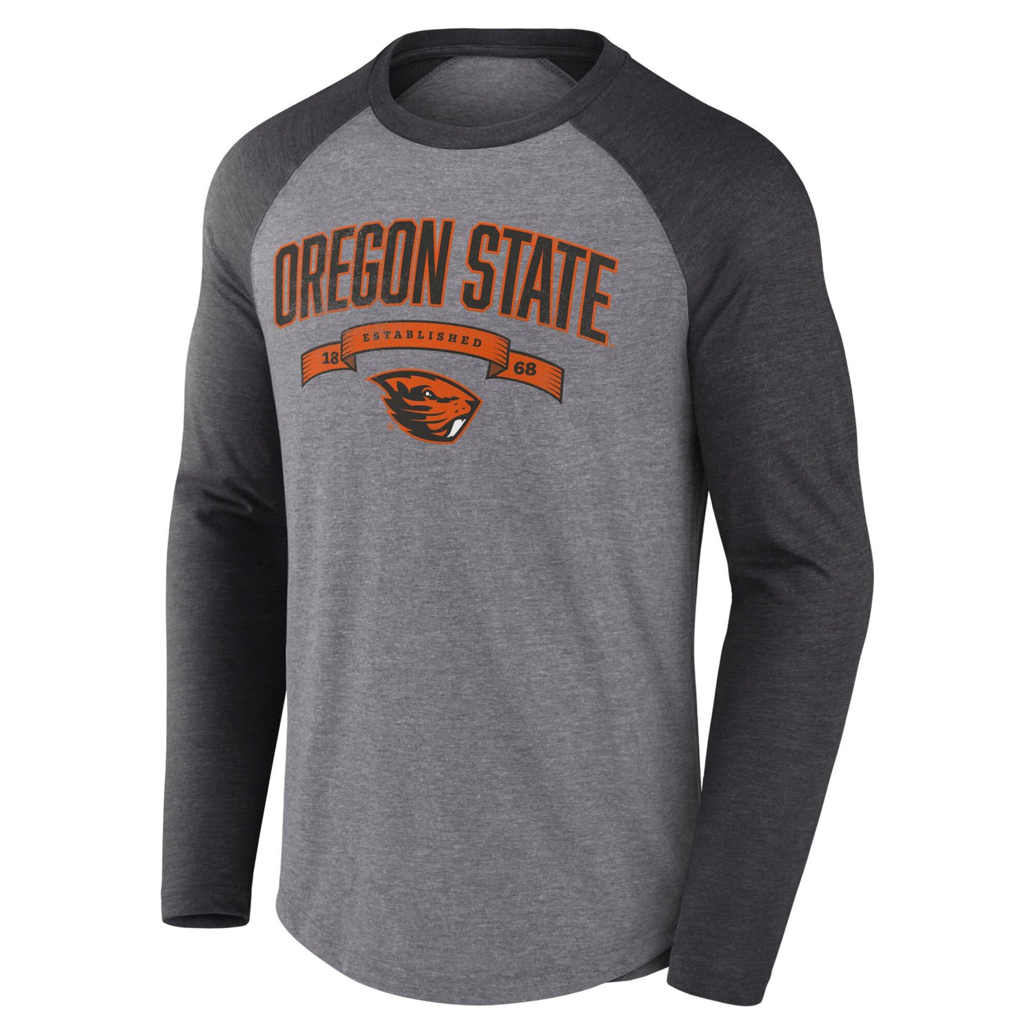 Fanatics Heather Charcoal Oregon State Beavers Heritage Banner Year Tri-Blend Long Sleeve T-Shirt - view number 2