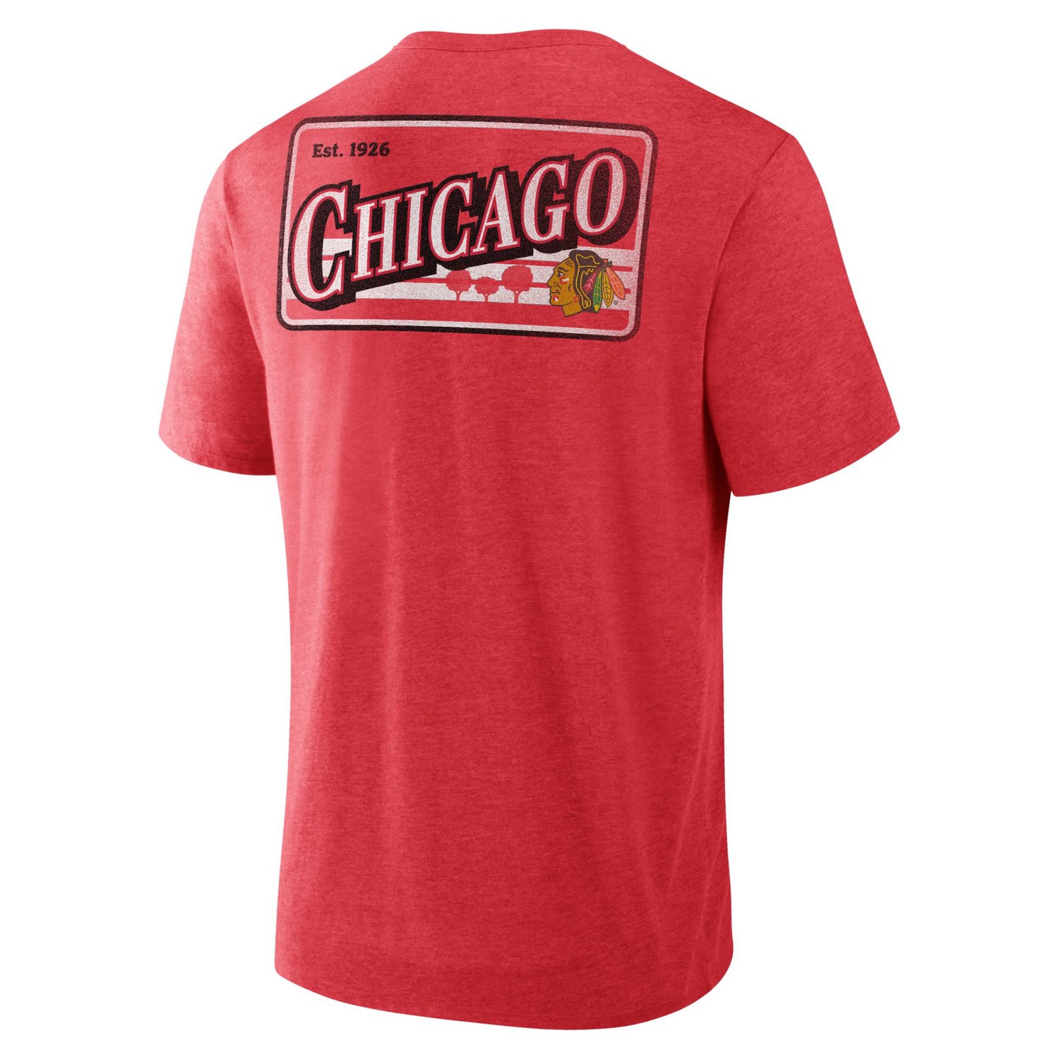 Fanatics Heather Chicago Blackhawks Fan Lanes Tri-Blend T-Shirt - view number 3
