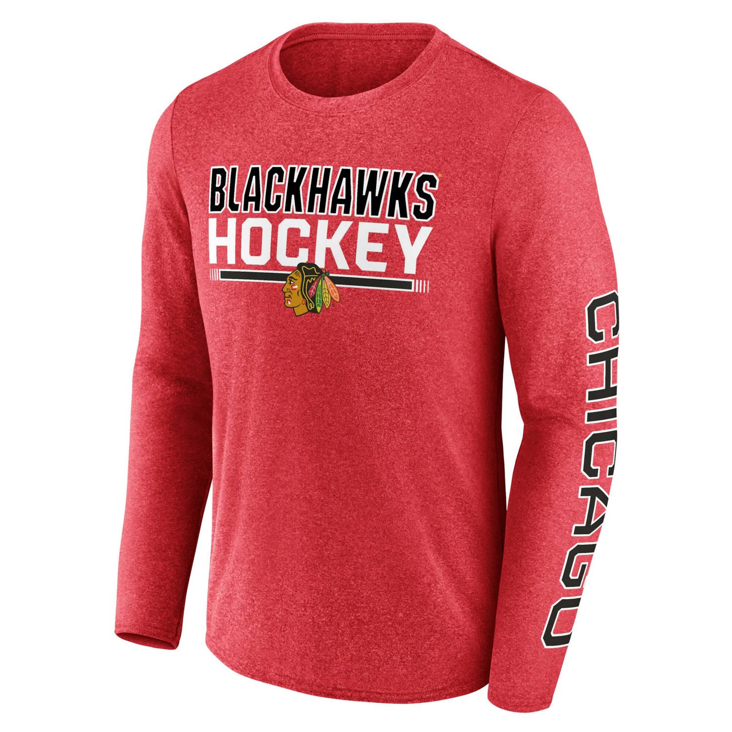 Fanatics Heather Chicago Blackhawks Sweep Iconic Synthetic Long Sleeve T-Shirt                                                   - view number 2