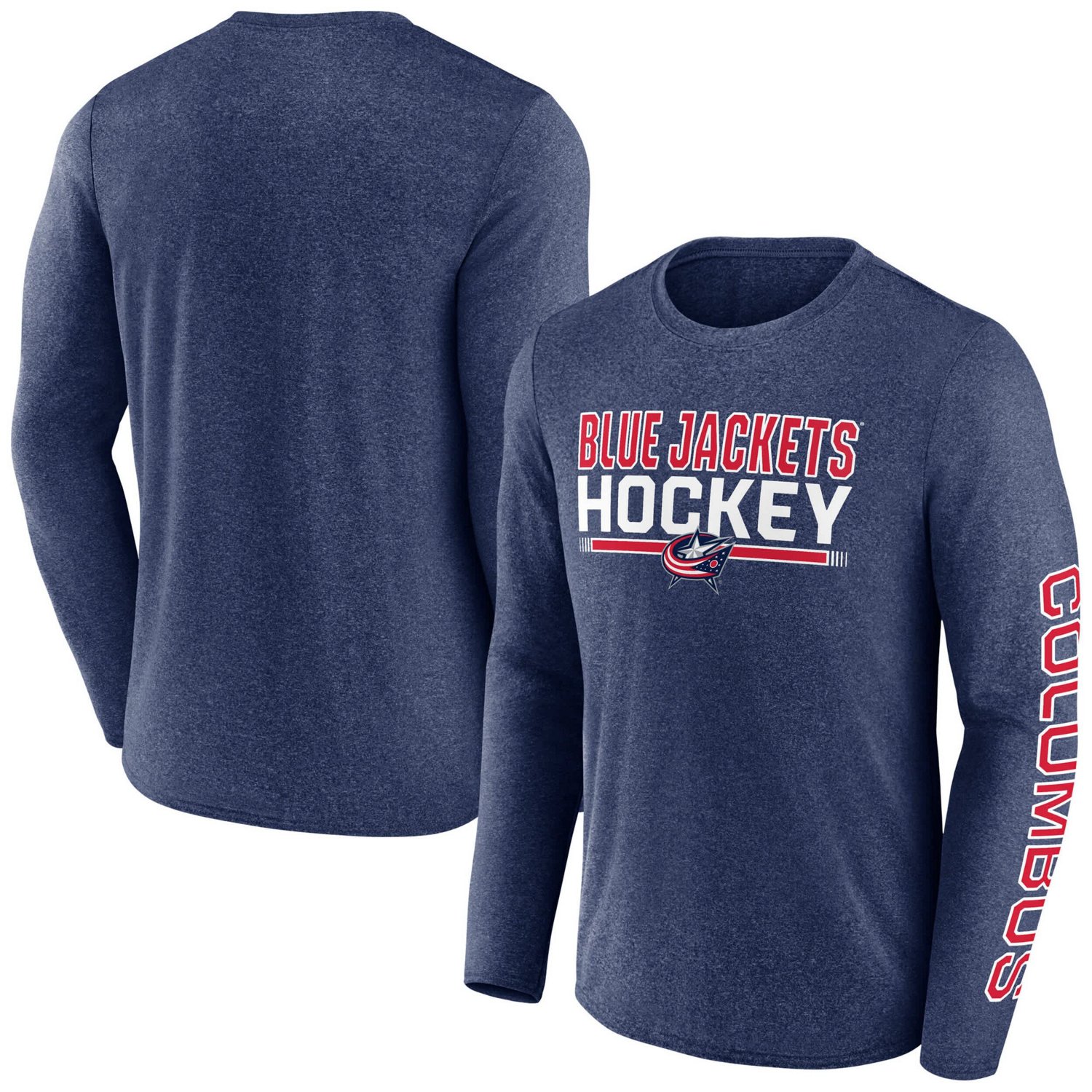 Fanatics Heather Columbus Blue Jackets Sweep Iconic Synthetic Long Sleeve T-Shirt