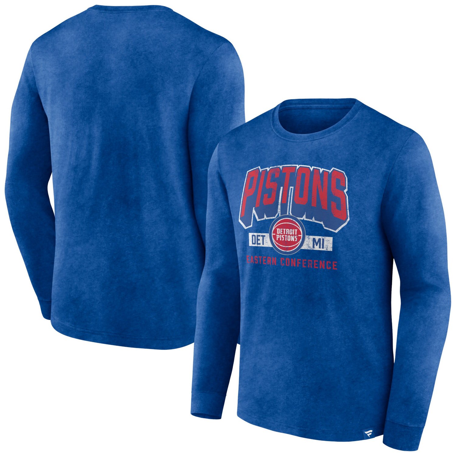 Fanatics Heather Detroit Pistons Front Court Press Snow Wash Long Sleeve T-Shirt