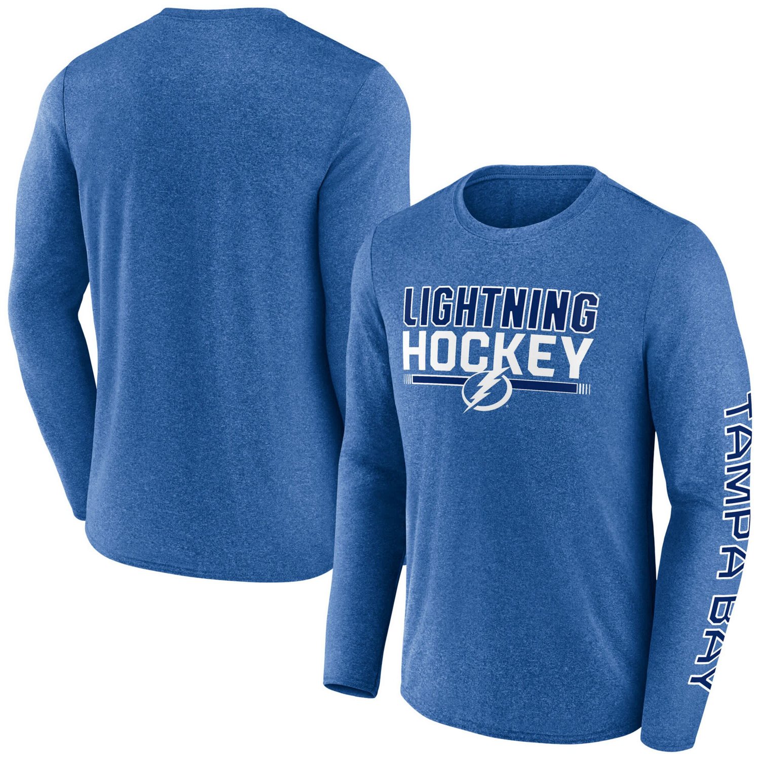 Fanatics Heather Tampa Bay Lightning Sweep Iconic Synthetic Long Sleeve T-Shirt                                                  - view number 1
