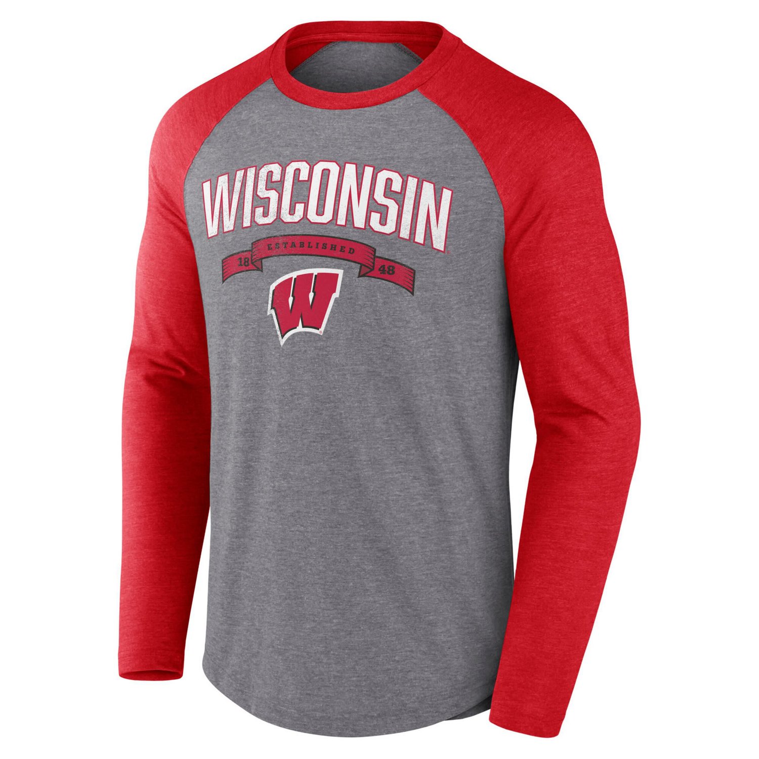 Fanatics Heather Wisconsin Badgers Heritage Banner Year Tri-Blend Long Sleeve T-Shirt - view number 2