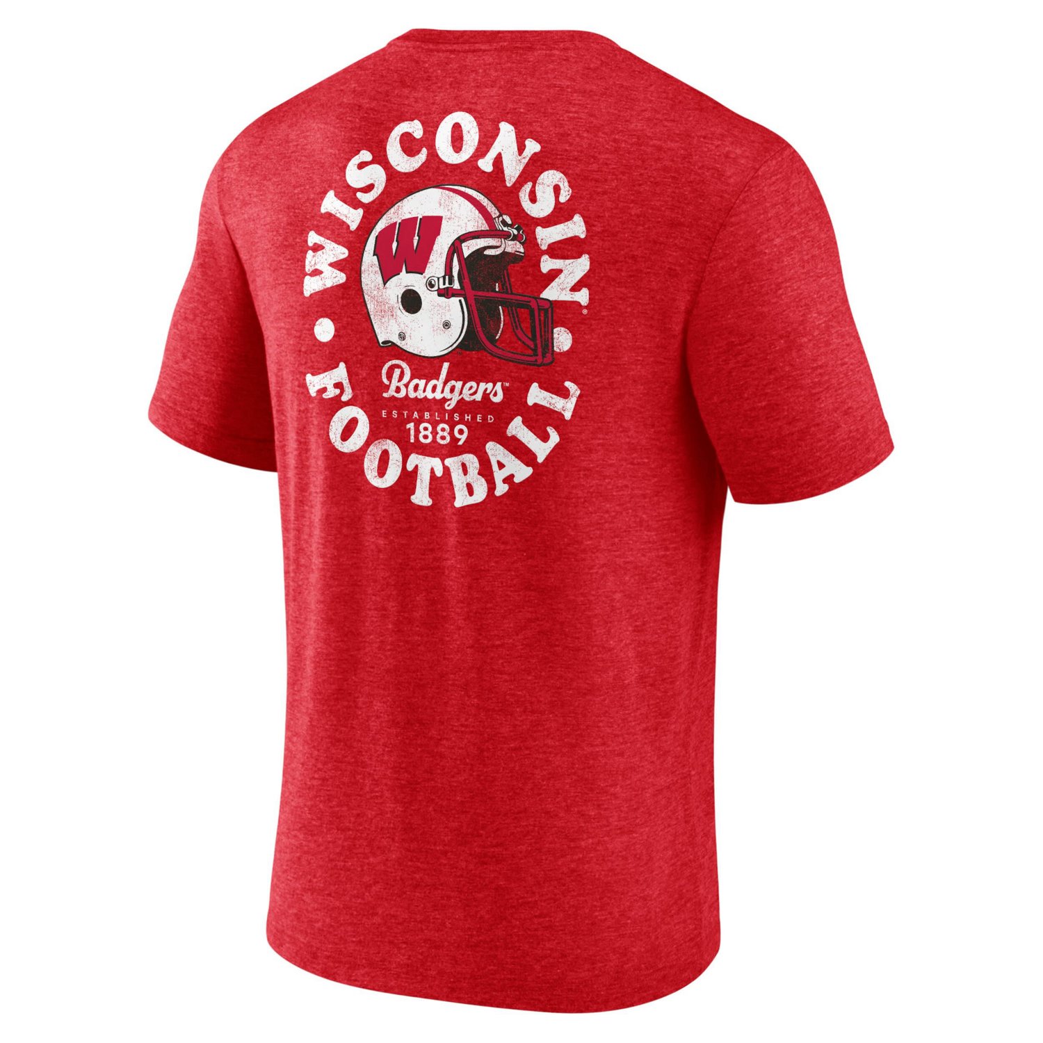 Fanatics Heather Wisconsin Badgers Old-School Bold Tri-Blend T-Shirt