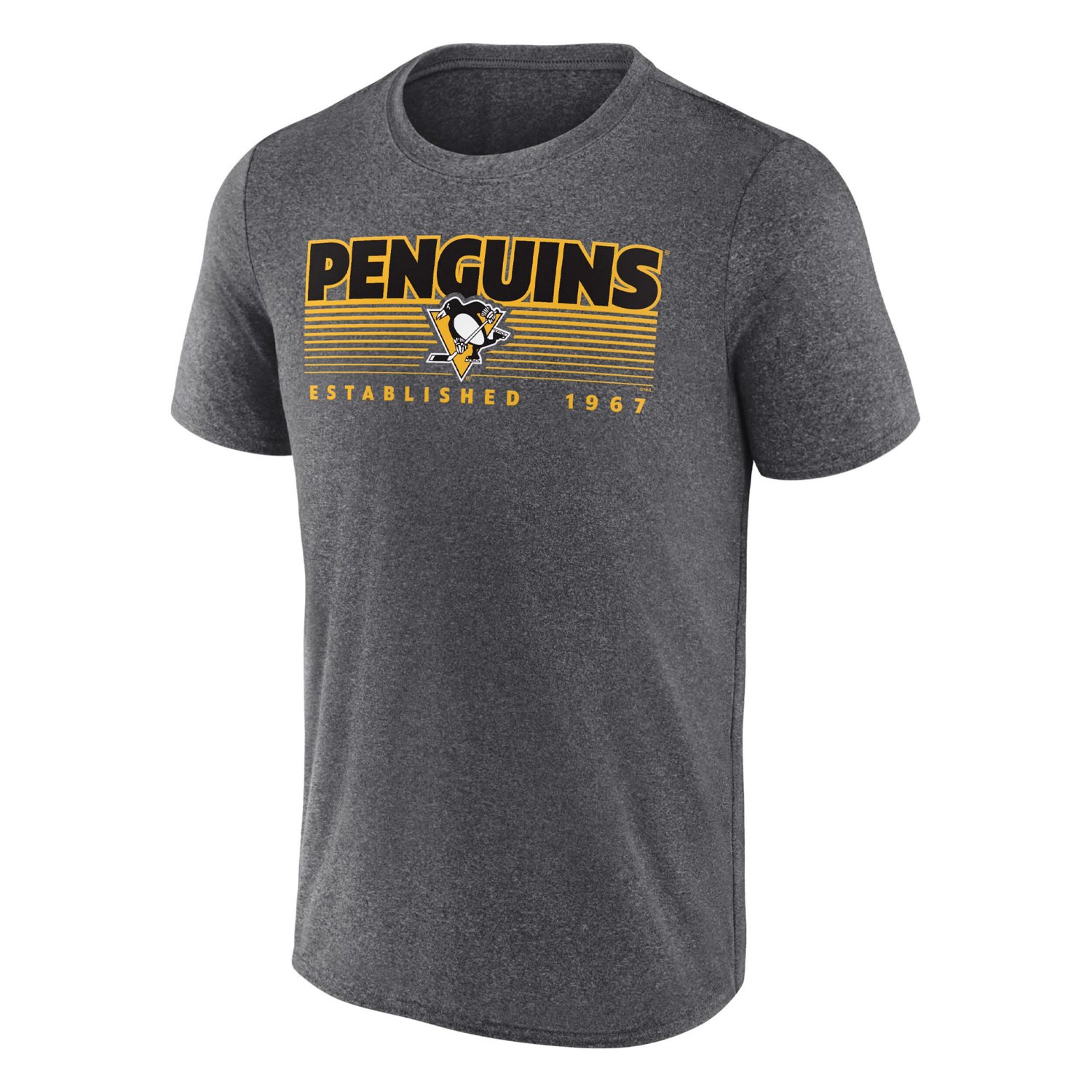 Fanatics Heathered Charcoal Pittsburgh Penguins Prodigy Performance T-Shirt                                                      - view number 2