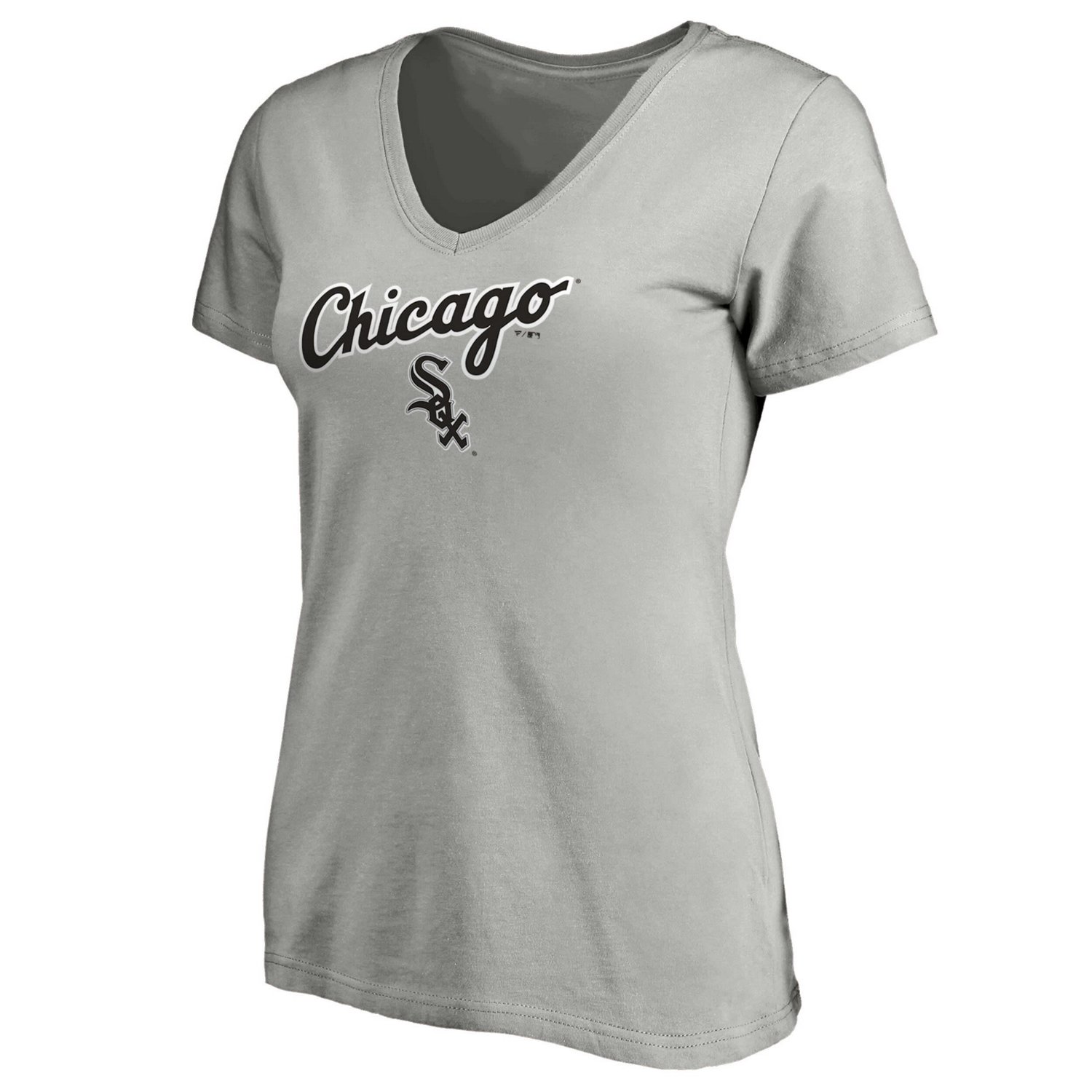Fanatics Heathered Gray Chicago Sox Team Logo Lockup V-Neck T-Shirt - view number 2