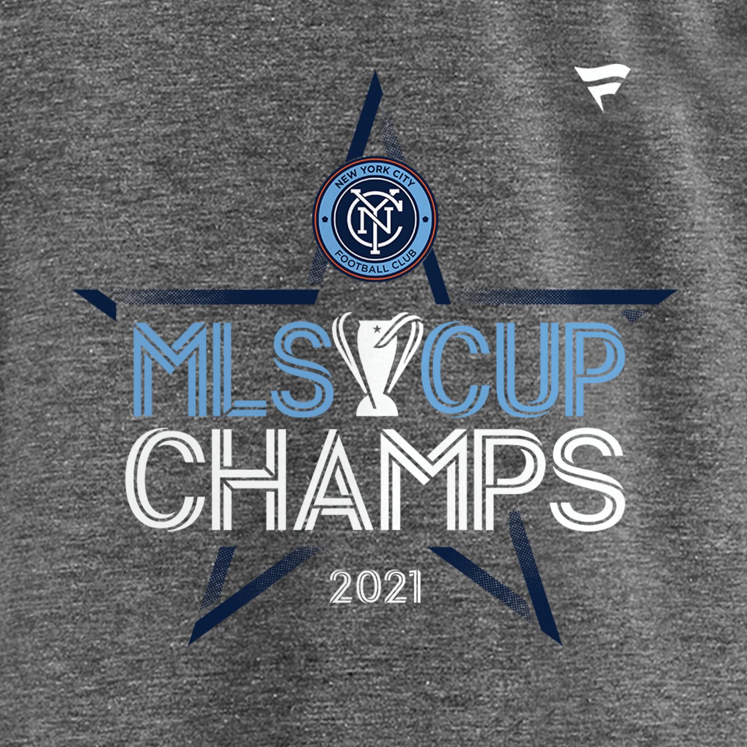 Fanatics Heathered Gray New York City FC 2021 MLS Cup Champions Locker Room Raglan Long Sleeve T-Shirt