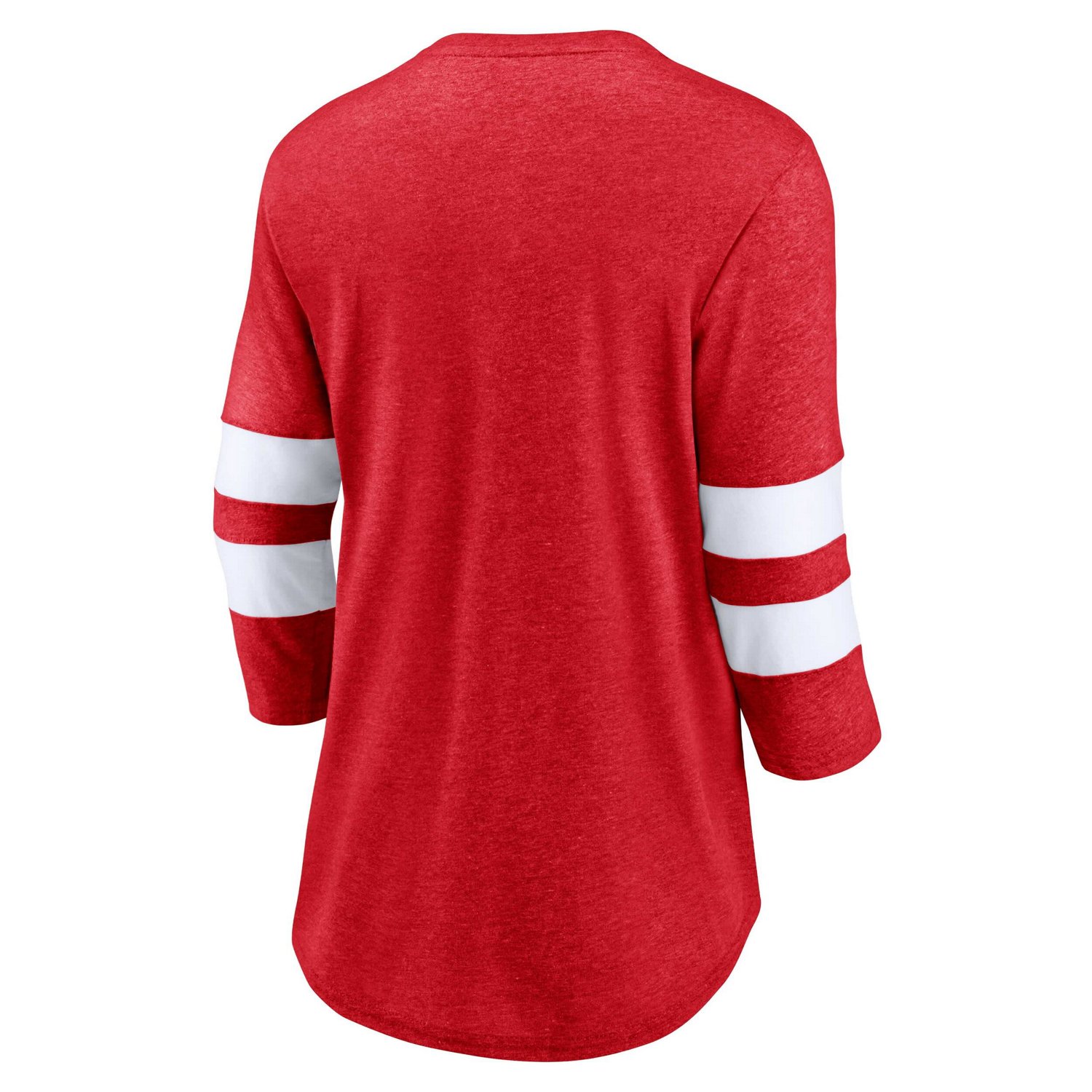 Fanatics Heathered /White Chicago Blackhawks Full Shield 3/4-Sleeve Tri-Blend Raglan Scoop Neck T-Shirt                          - view number 3