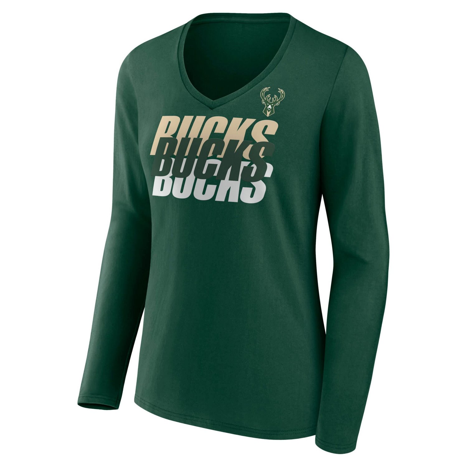 Fanatics Hunter Milwaukee Bucks Iconic Tumble Long Sleeve V-Neck T-Shirt - view number 2