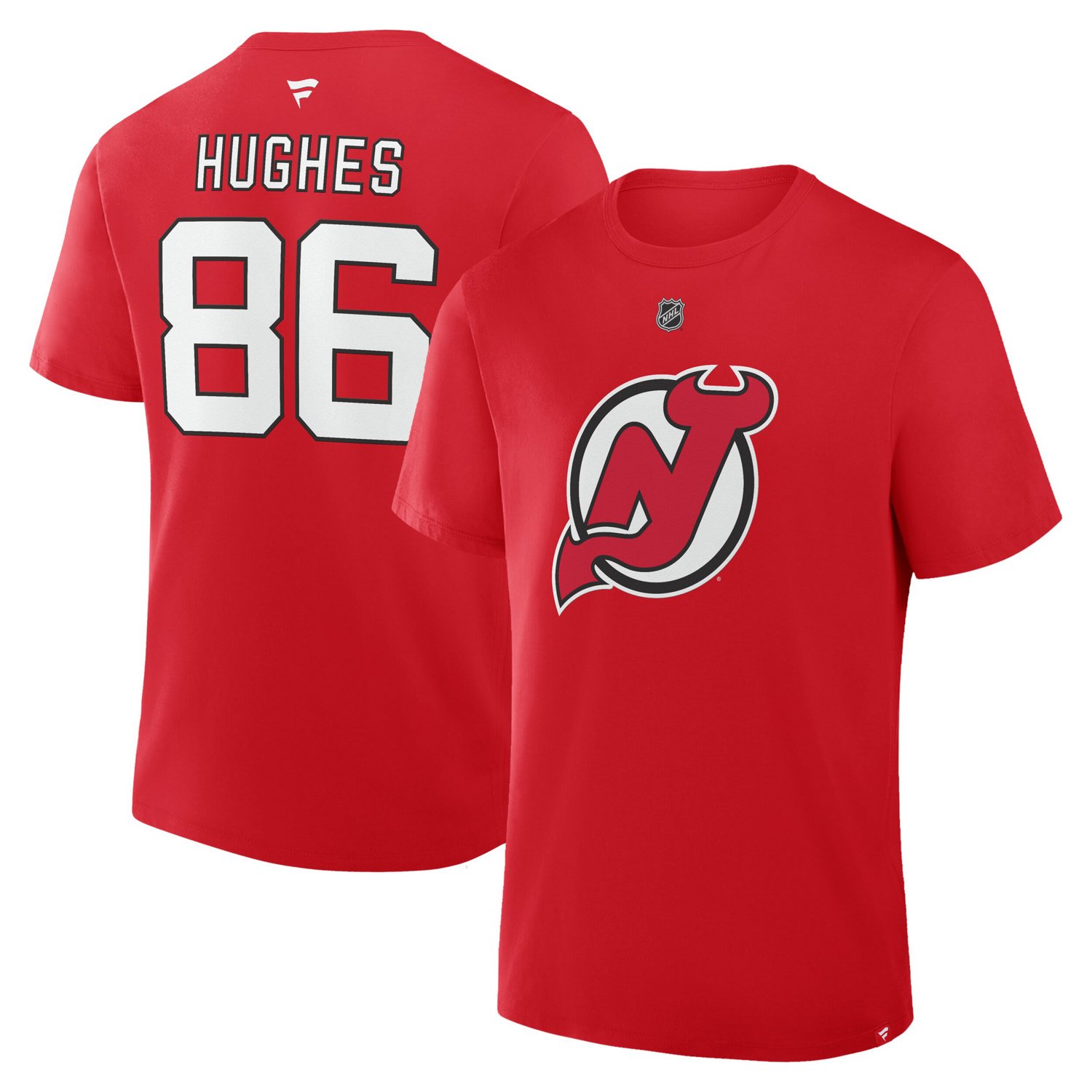 Fanatics Jack Hughes New Jersey Devils Authentic Stack Name  Number T-Shirt