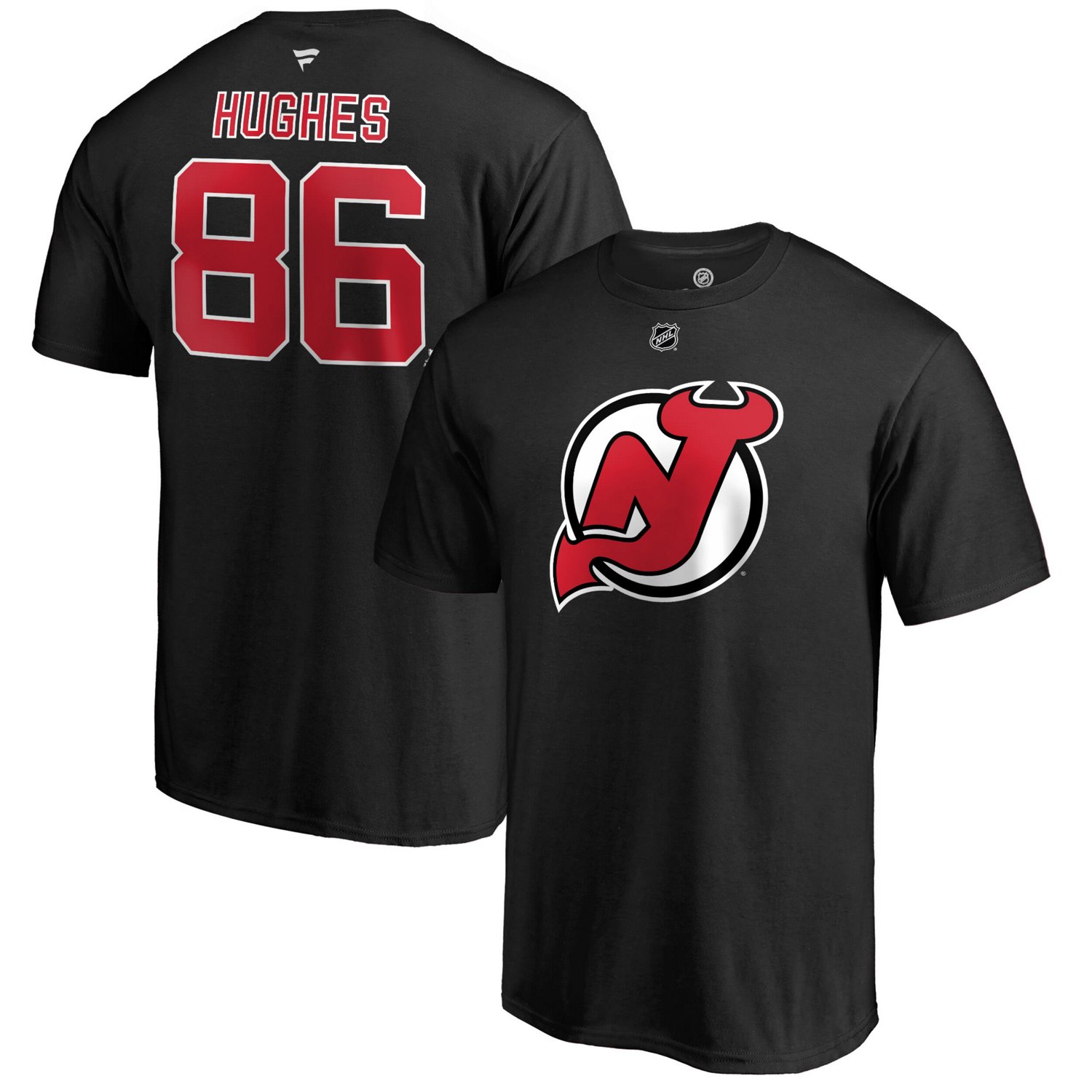 Fanatics Jack Hughes New Jersey Devils Authentic Stack Name Number T-Shirt