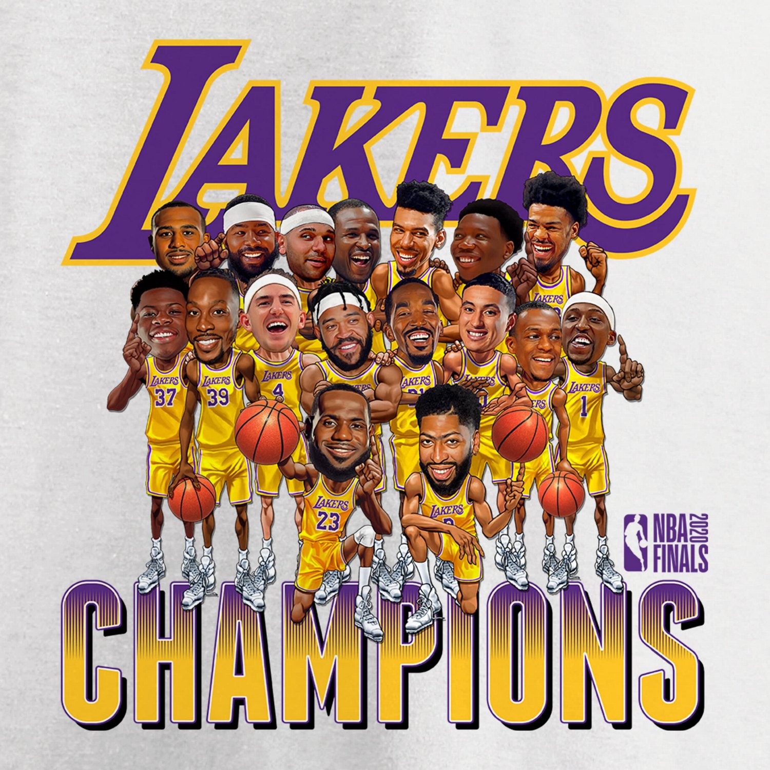 Fanatics Los Angeles Lakers 2020 NBA Finals Champions Team Caricature V-Neck T-Shirt - view number 4