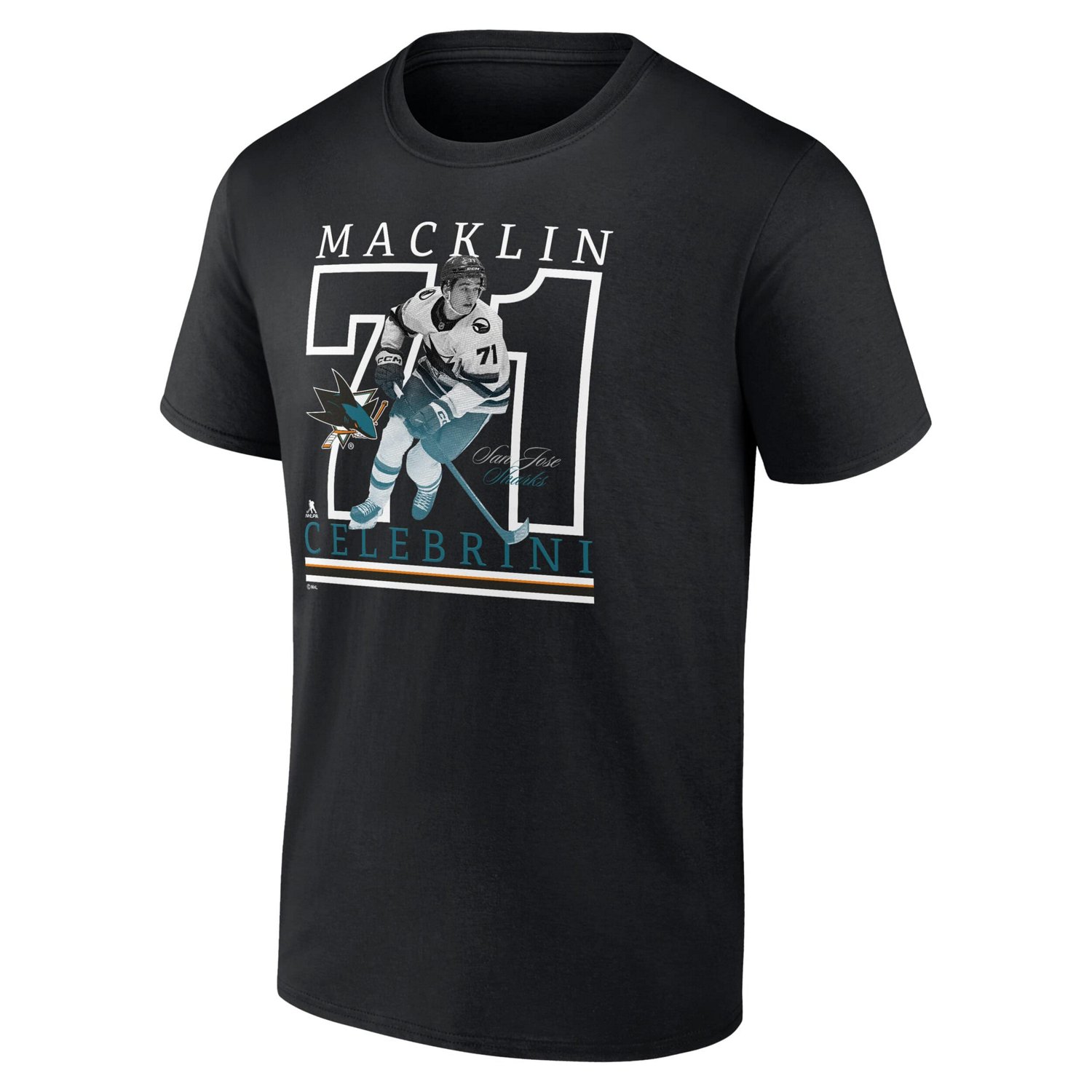 Fanatics Macklin Celebrini San Jose Sharks Authentic Stack Name  Number T-Shirt - view number 2