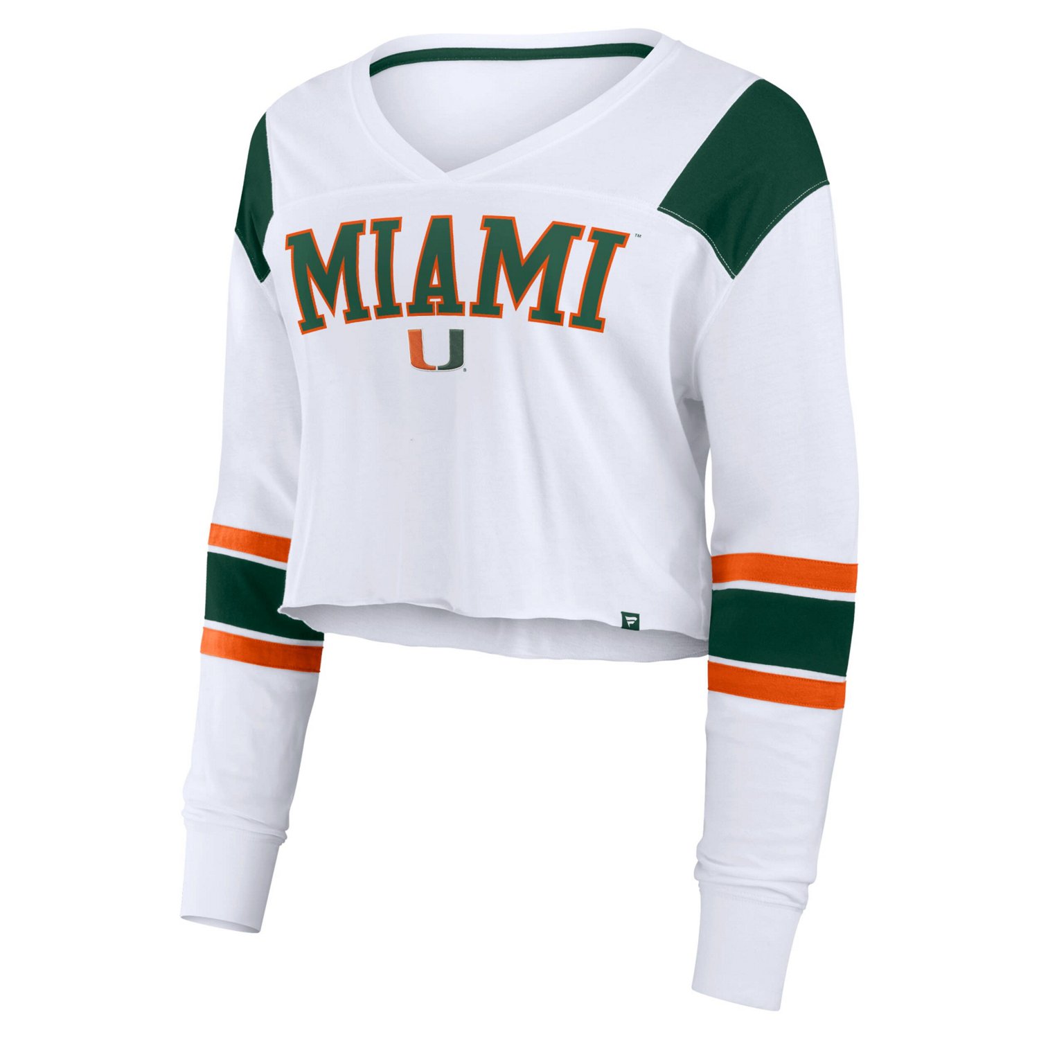Fanatics Miami Hurricanes Training Camp Cropped Long Sleeve V-Neck Fashion Top - view number 2