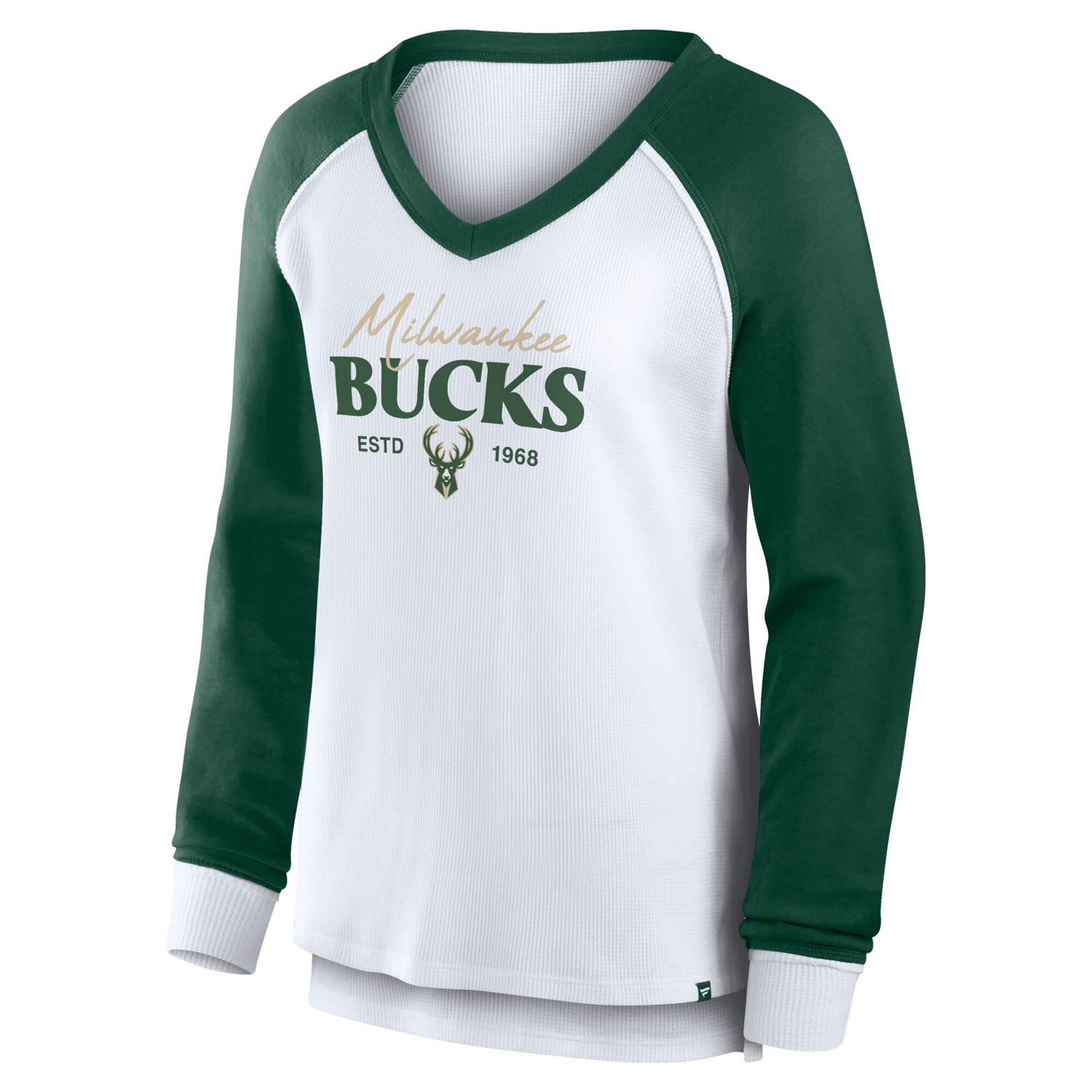Fanatics Milwaukee Bucks Open Lane Waffle Long Sleeve V-Neck T-Shirt - view number 2