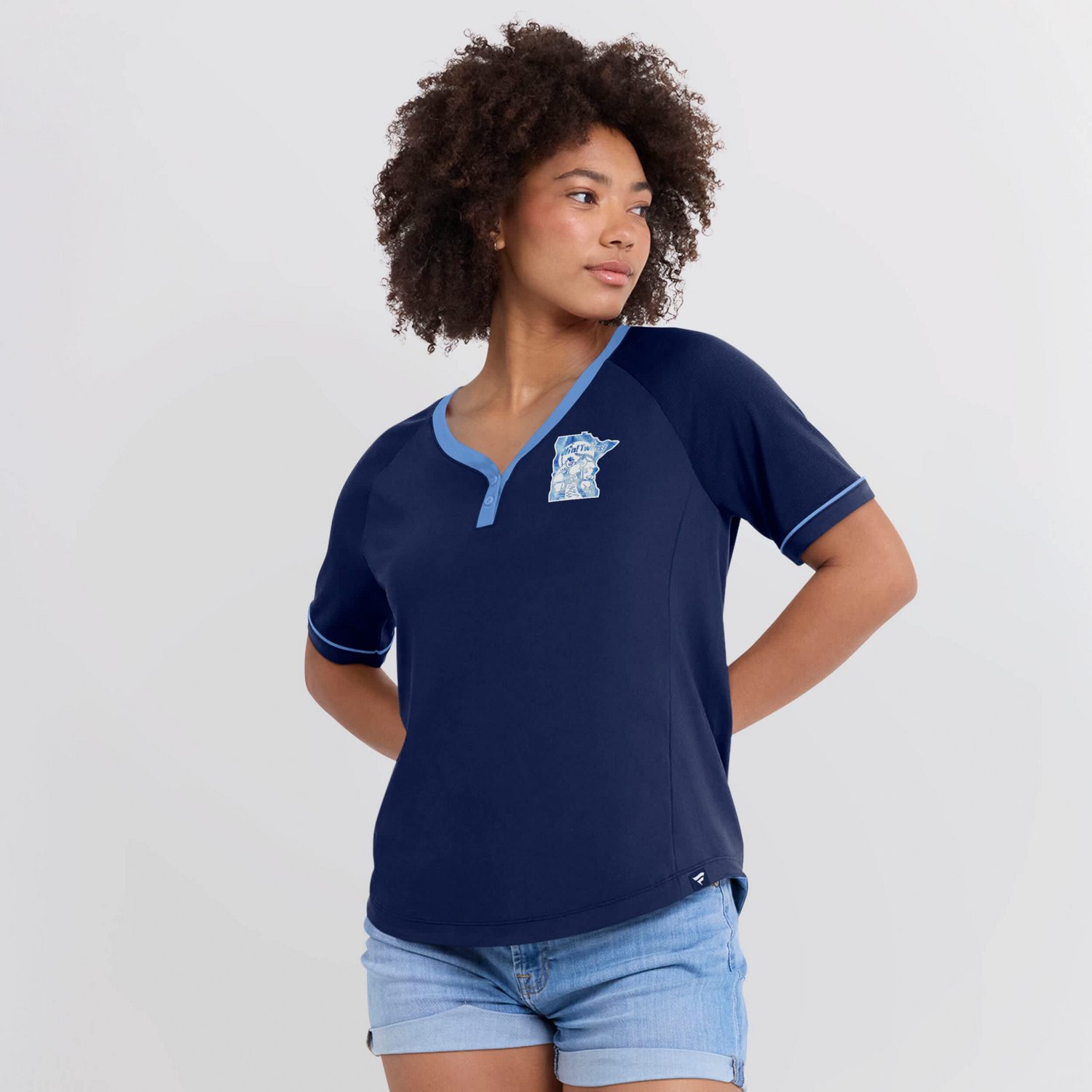 Fanatics Minnesota Twins Cooperstown Collection League Diva Raglan V-Neck T-Shirt                                                - view number 4