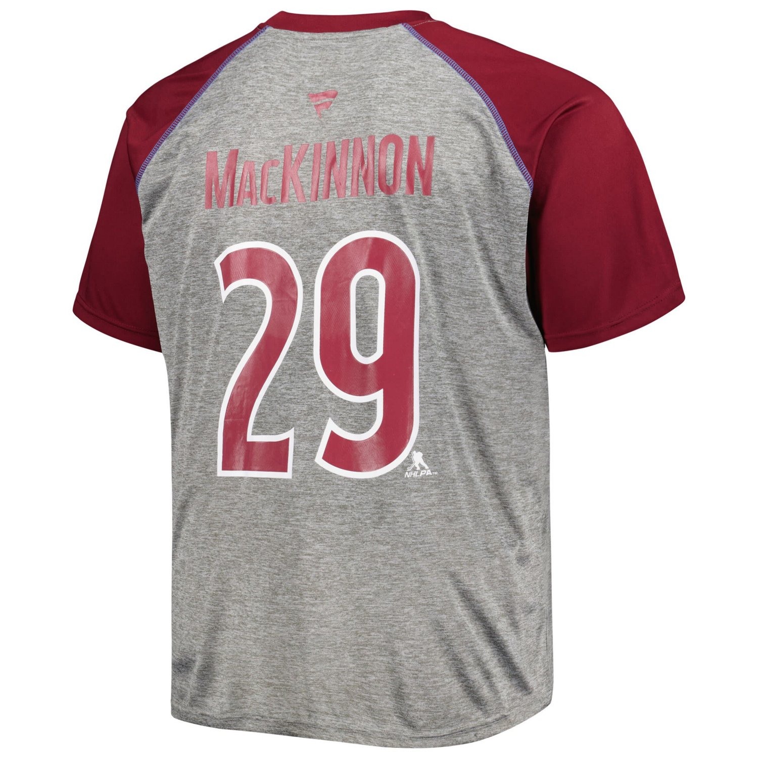 Fanatics Nathan MacKinnon Burgundy Colorado Avalanche Big  Tall Contrast Raglan Name  Number T-Shirt                             - view number 3