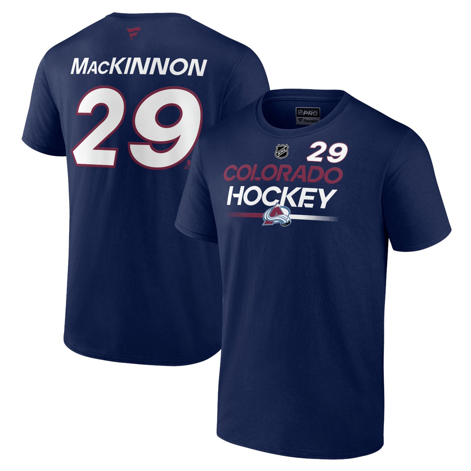 Fanatics Nathan MacKinnon Colorado Avalanche Authentic Pro Prime Name  Number T-Shirt