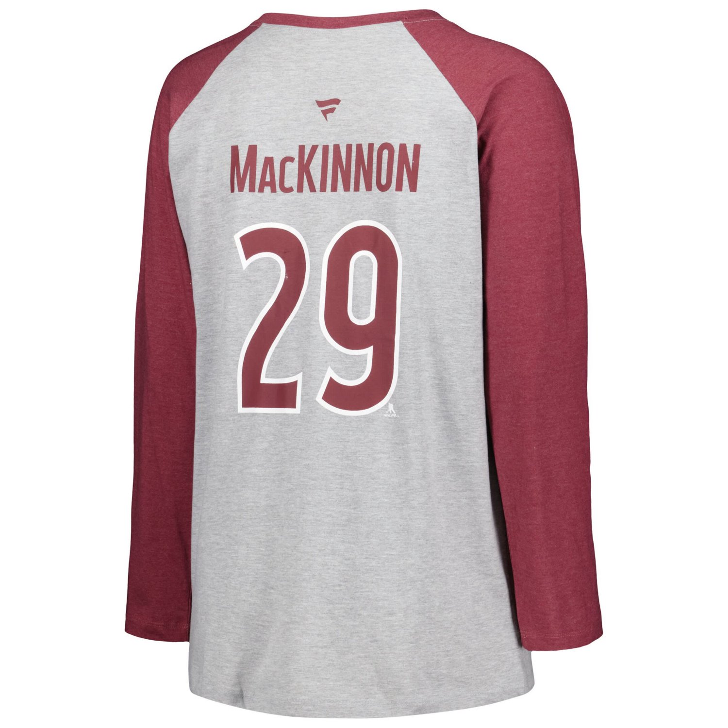 Fanatics Nathan MacKinnon Heather Burgundy Colorado Avalanche Plus Size Name  Number Raglan Long Sleeve T-Shirt                  - view number 3