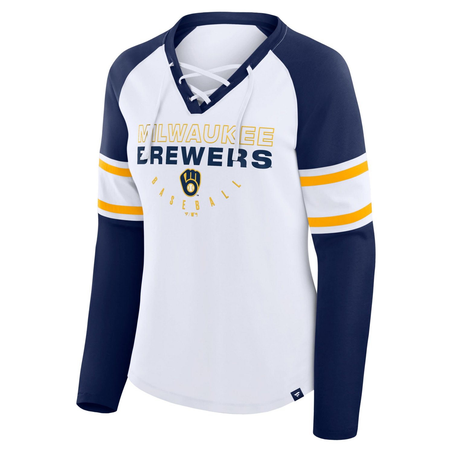 Fanatics Navy Milwaukee Brewers Blitz Package Raglan Lace-Up V-Neck Long Sleeve T-Shirt - view number 2