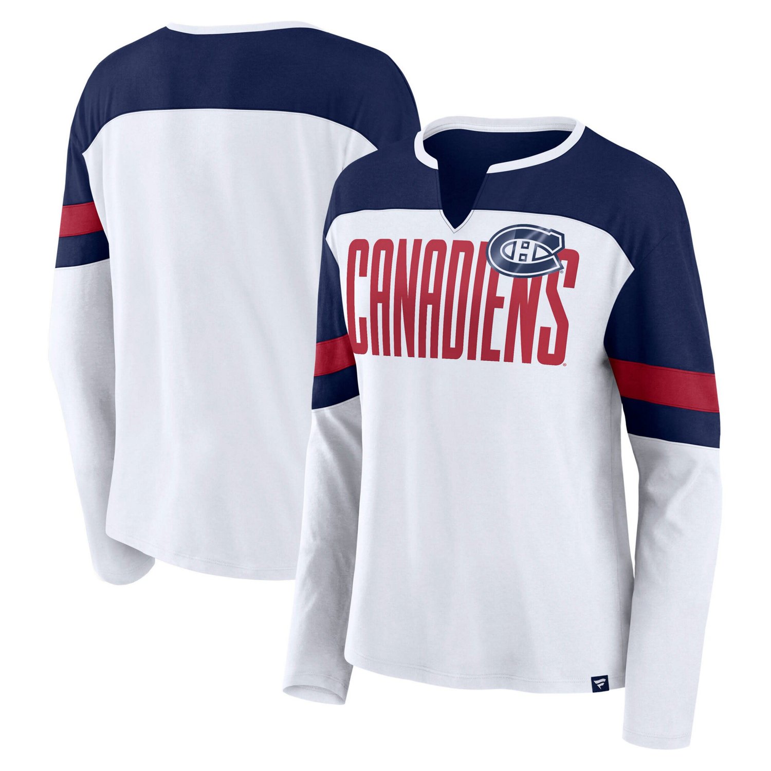 Fanatics Navy Montreal Canadiens Frozen Long Sleeve Notch Neck T-Shirt