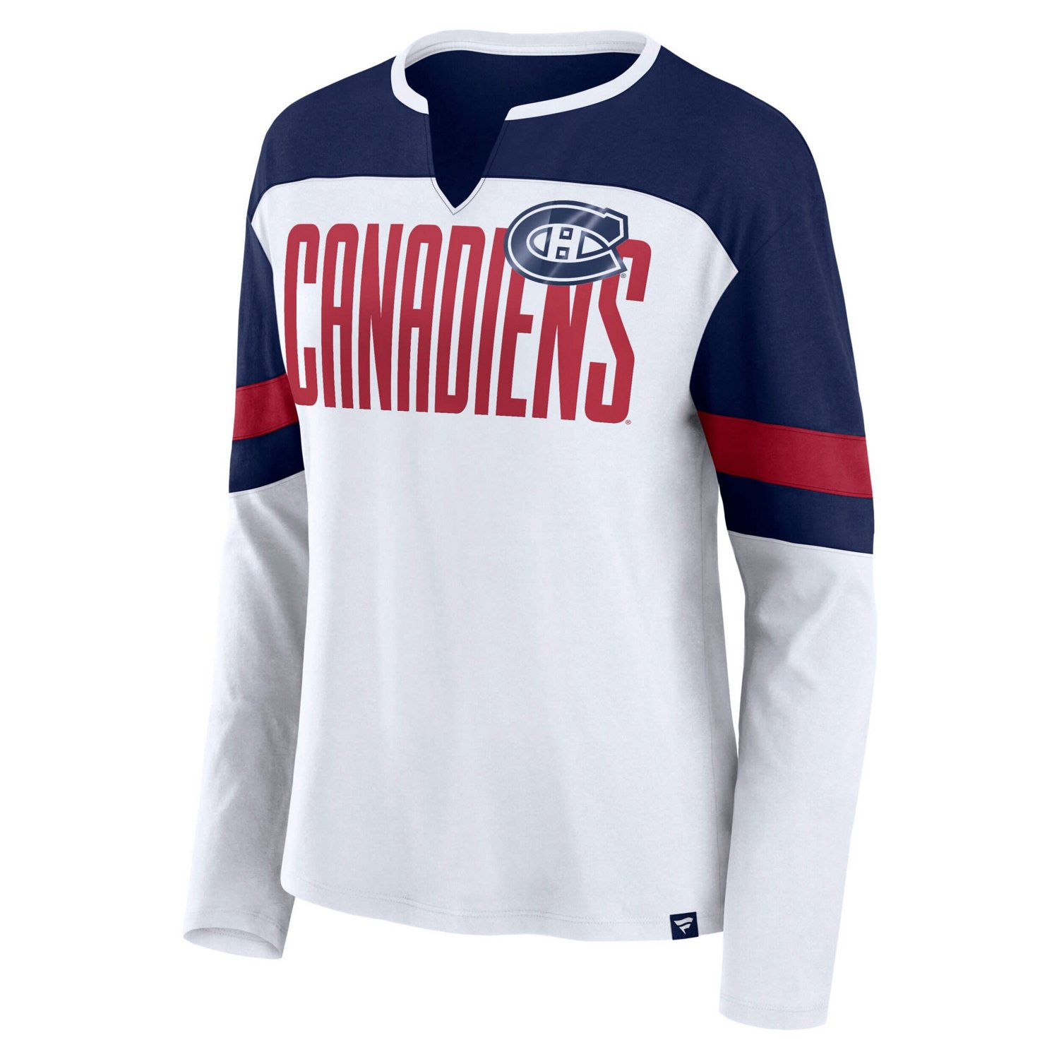 Fanatics Navy Montreal Canadiens Frozen Long Sleeve Notch Neck T-Shirt