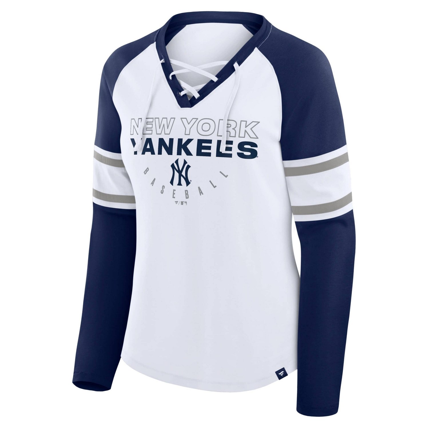 Fanatics Navy New York Yankees Blitz Package Raglan Lace-Up V-Neck Long Sleeve T-Shirt - view number 2