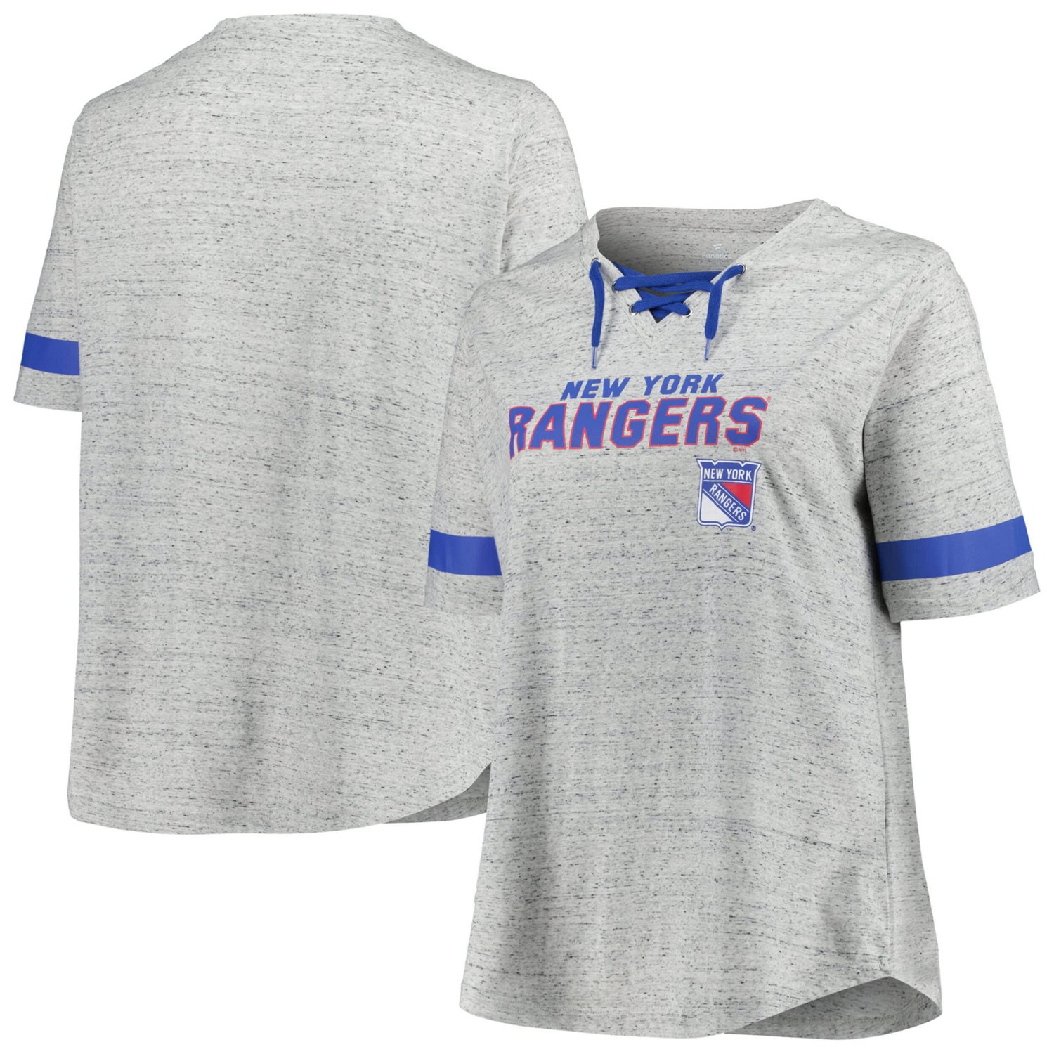 Fanatics New York Rangers Plus Size Lace-Up T-Shirt