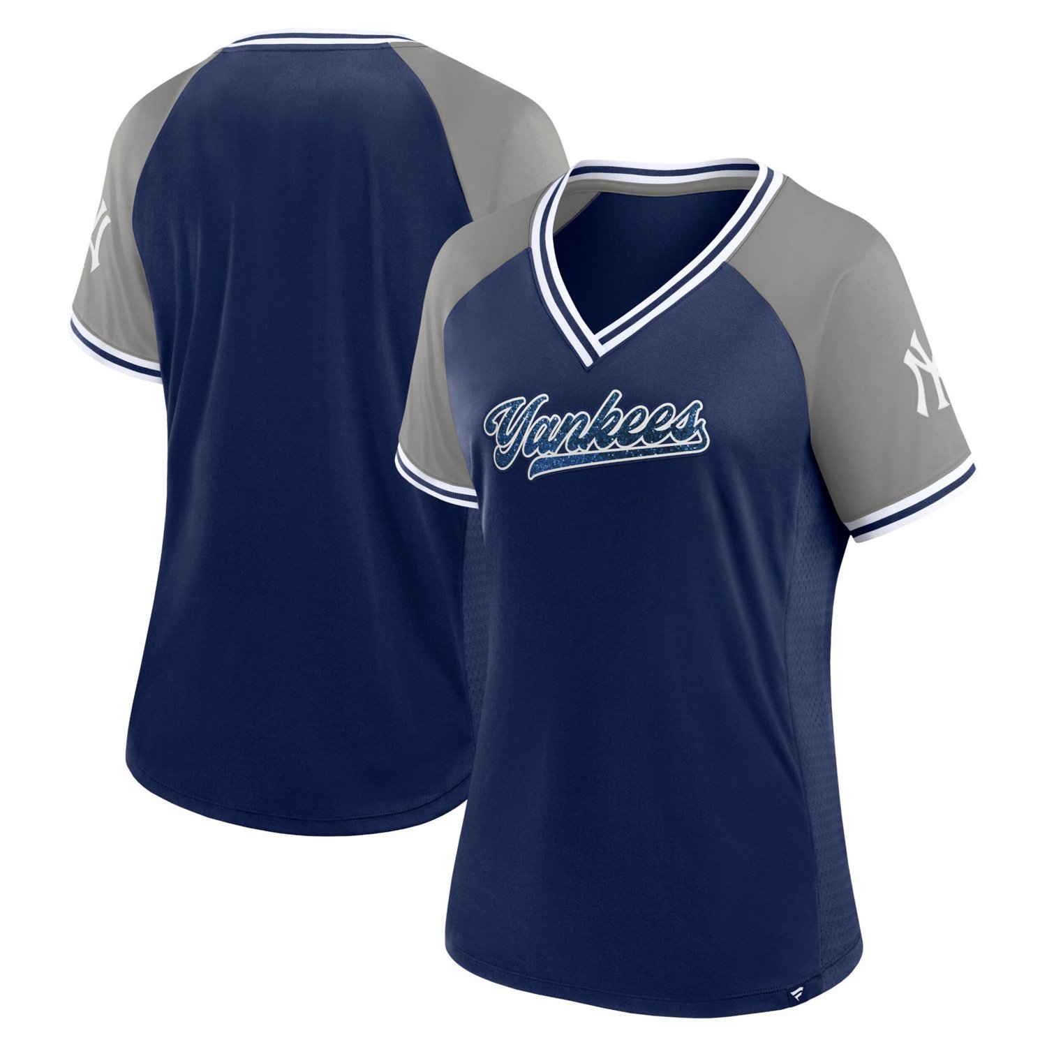 Fanatics New York Yankees Glitz  Glam League Diva Raglan V-Neck T-Shirt - view number 1