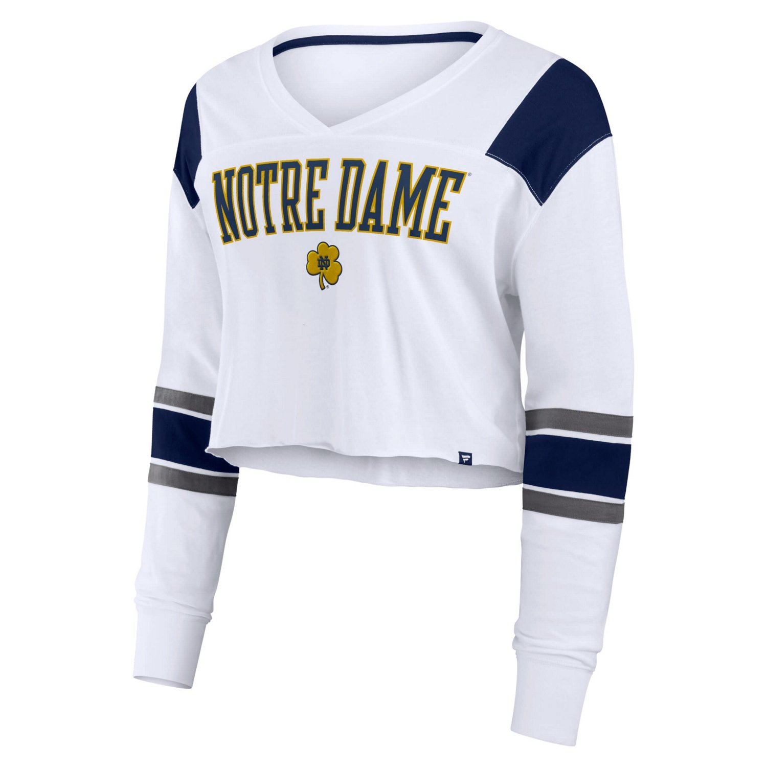 Fanatics Notre Dame Fighting Irish Training Camp Cropped Long Sleeve V-Neck Fashion Top - view number 2