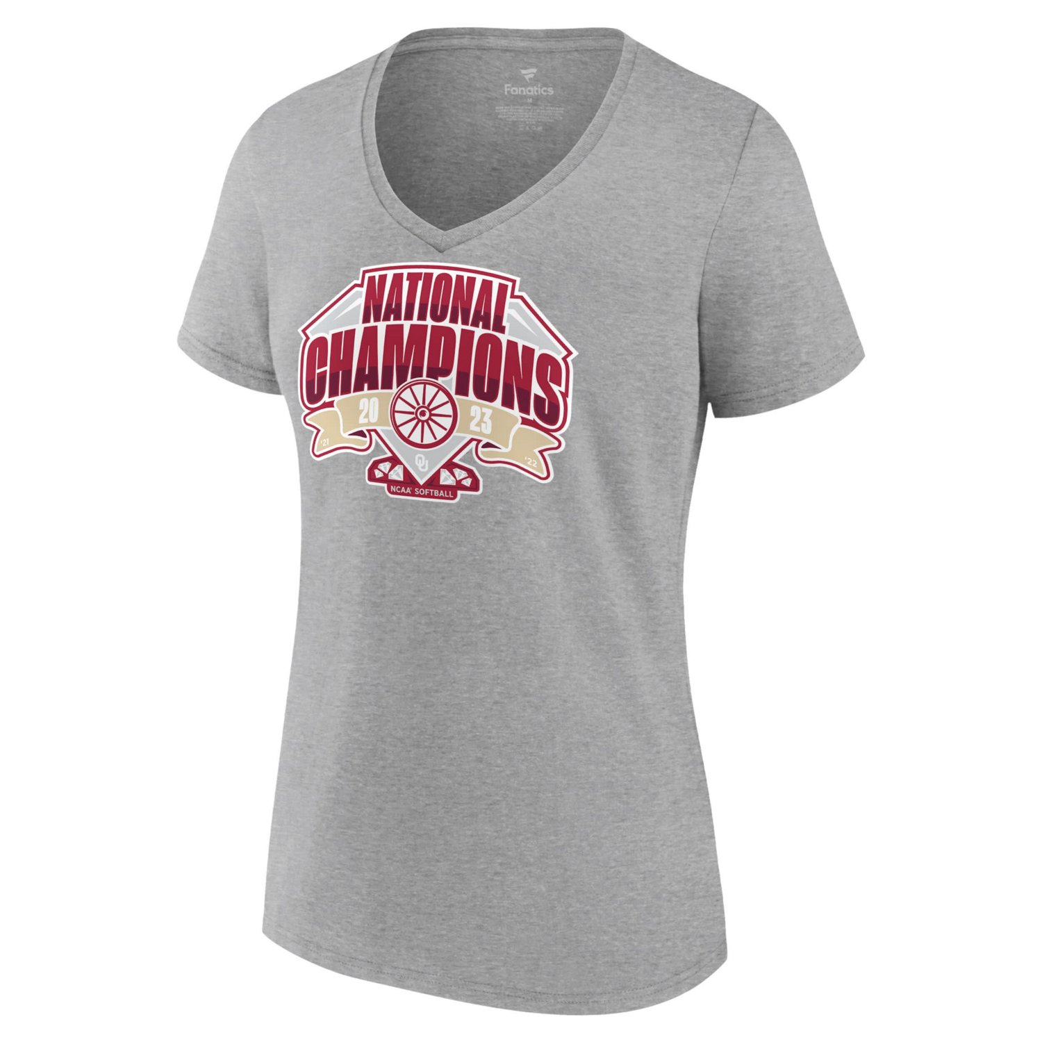 Fanatics Oklahoma Sooners 2023 NCAA Softball College World Series Champions Official Logo V-Neck T-Shirt - view number 2