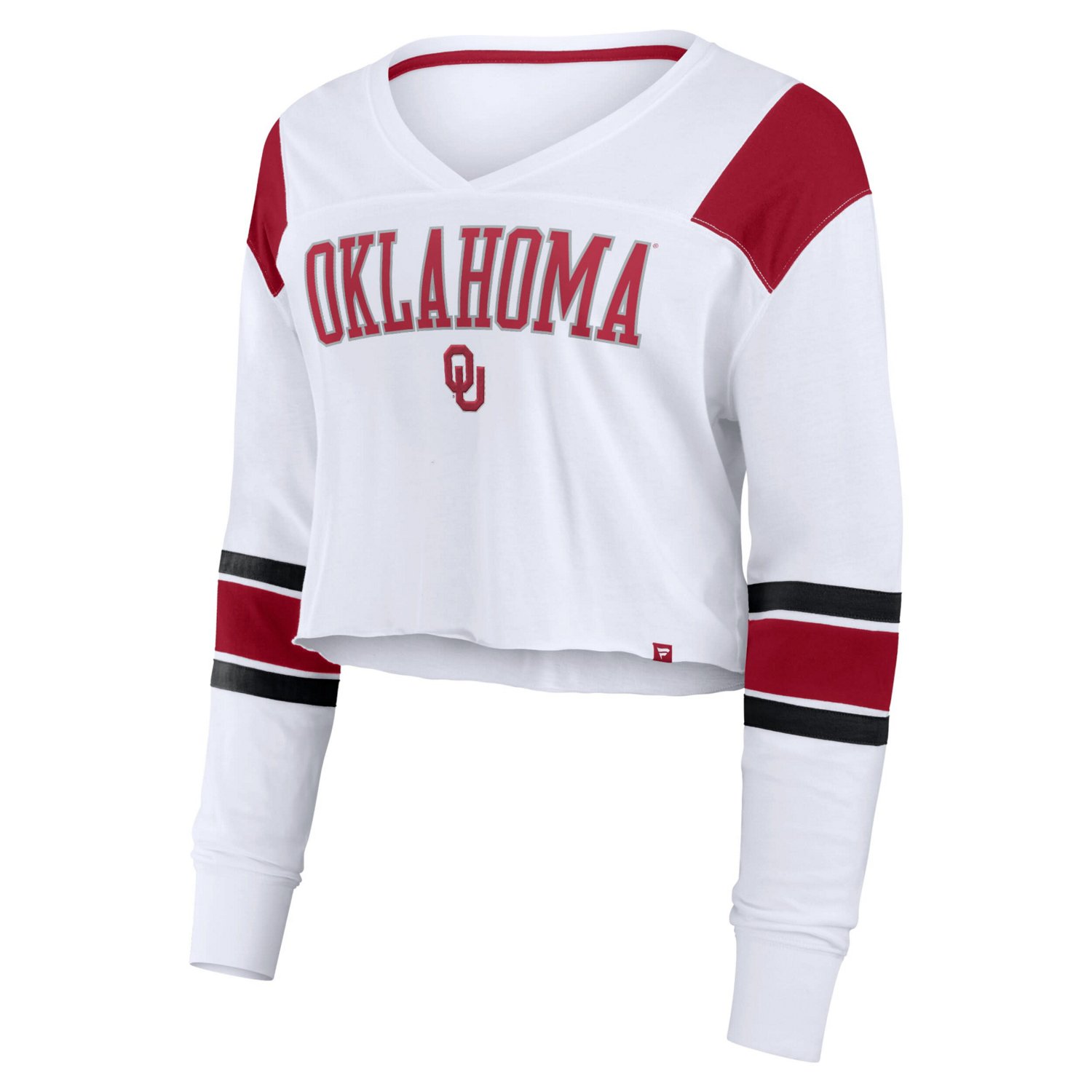 Fanatics Oklahoma Sooners Training Camp Cropped Long Sleeve V-Neck Fashion Top - view number 2