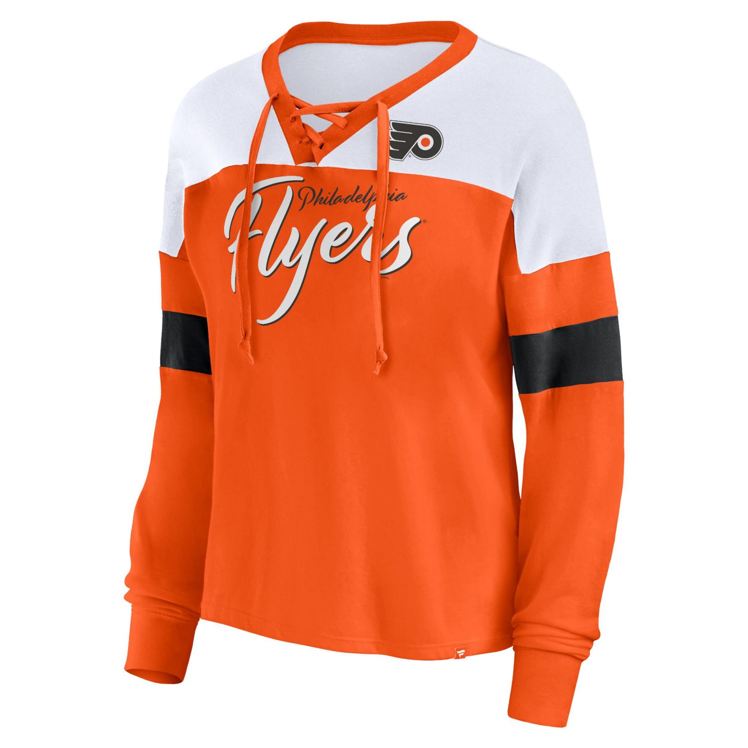 Fanatics Philadelphia Flyers Take the Shot Long Sleeve Lace-Up V-Neck T-Shirt - view number 2