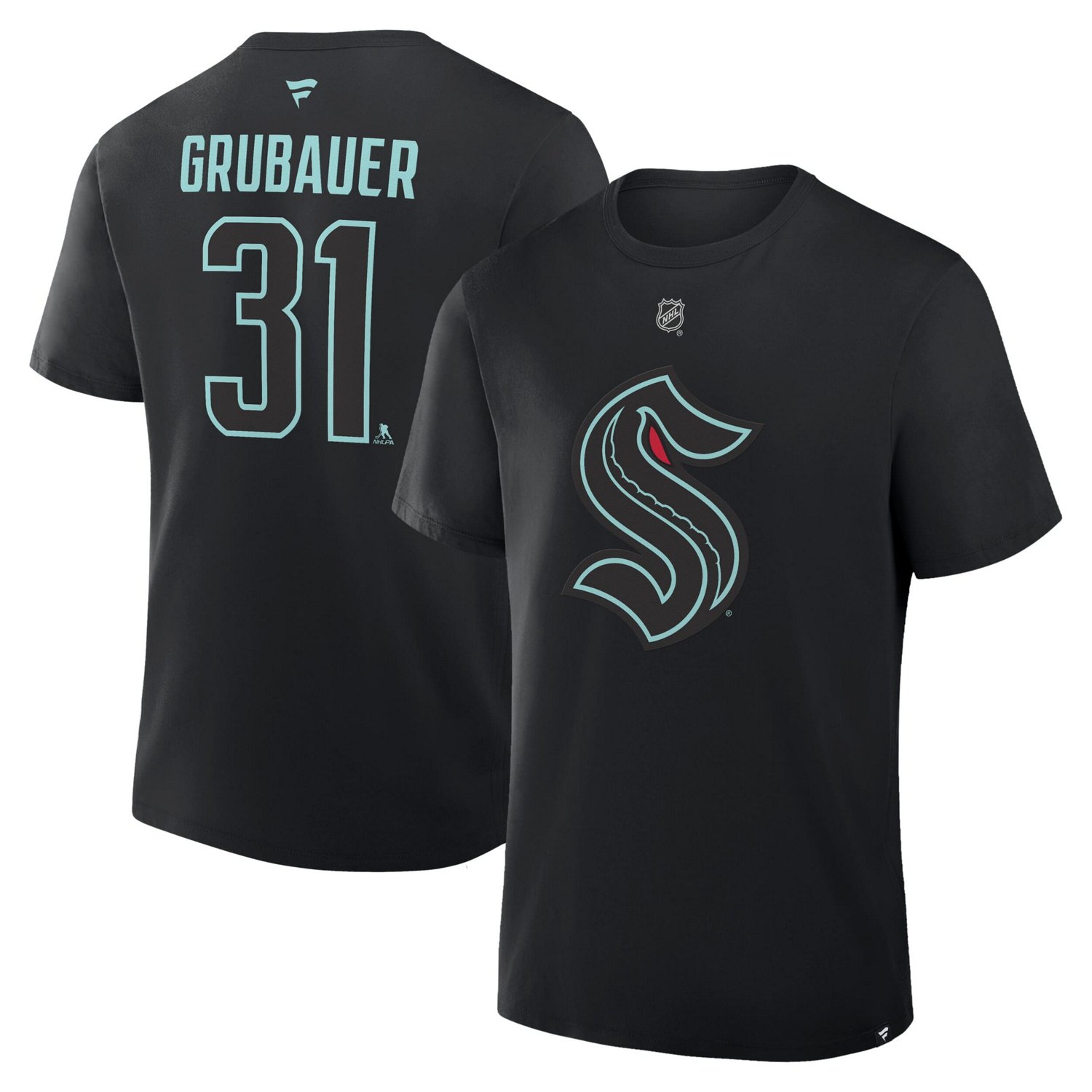 Fanatics Philipp Grubauer Seattle Kraken Authentic Stack Name  Number T-Shirt