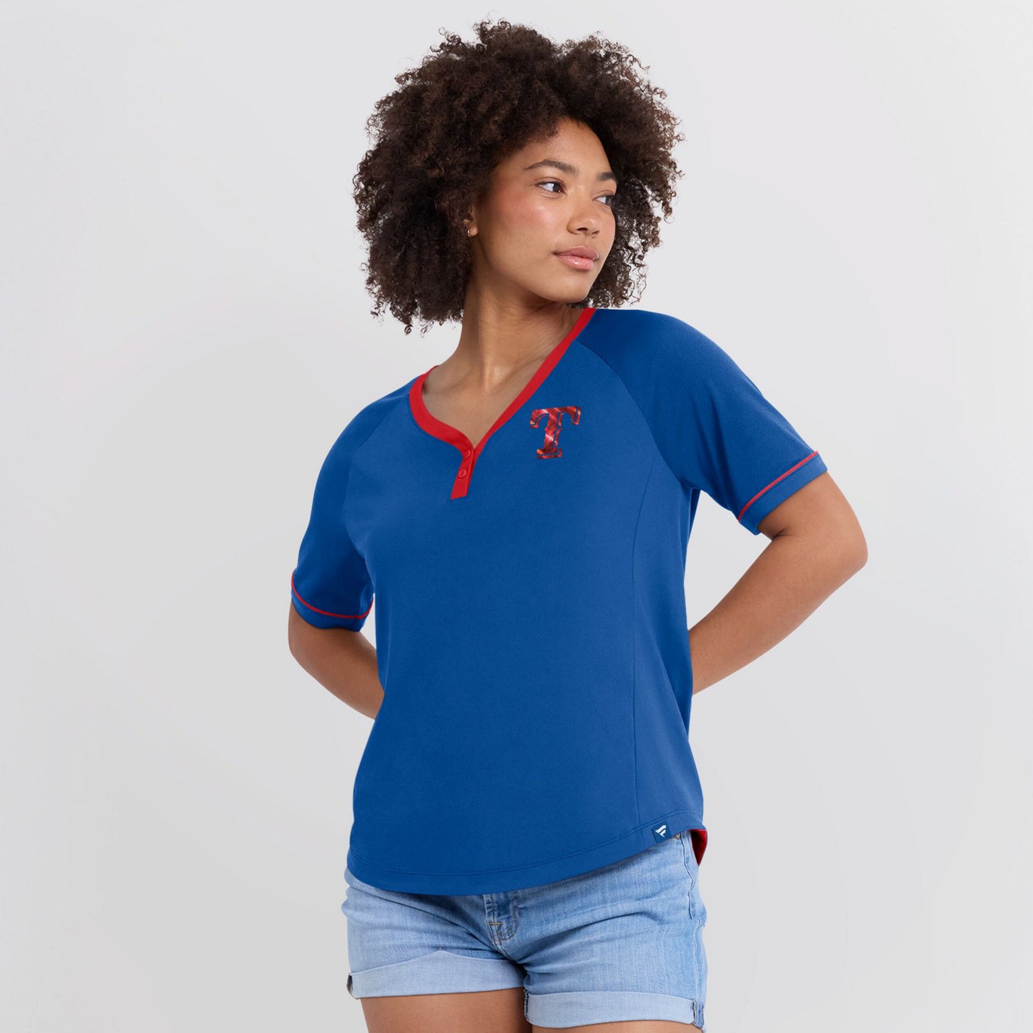 Fanatics Texas Rangers League Diva Star Raglan V-Neck T-Shirt - view number 4