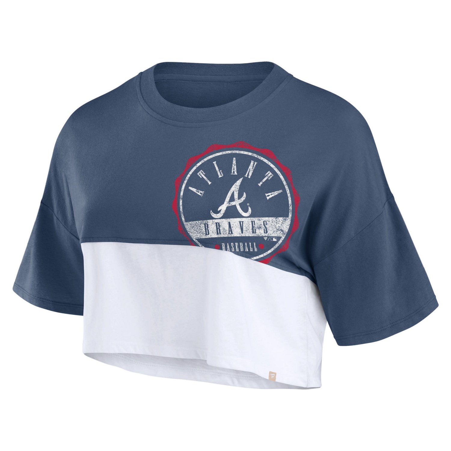Fanatics White Atlanta Braves Color Split Boxy Cropped T-Shirt - view number 2