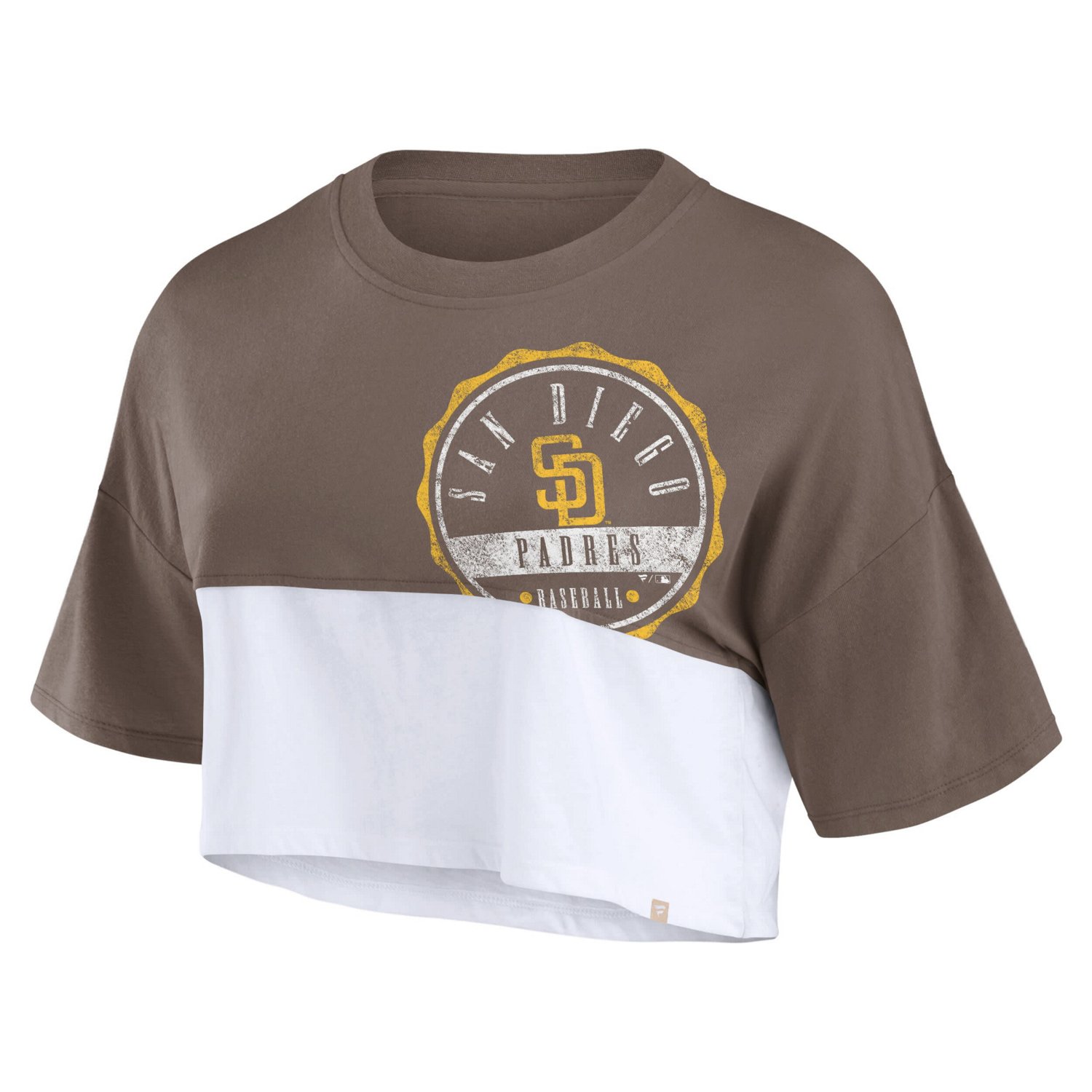 Fanatics White San Diego Padres Color Split Boxy Cropped T-Shirt - view number 2