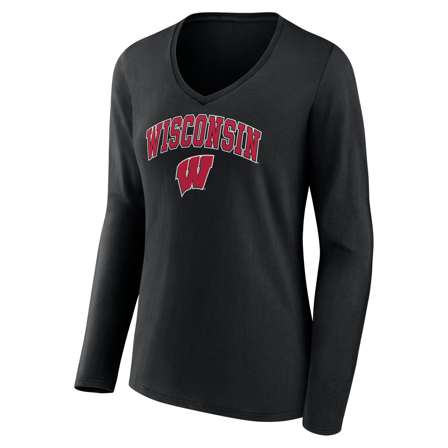 Fanatics Wisconsin Badgers Evergreen Campus Long Sleeve V-Neck T-Shirt
