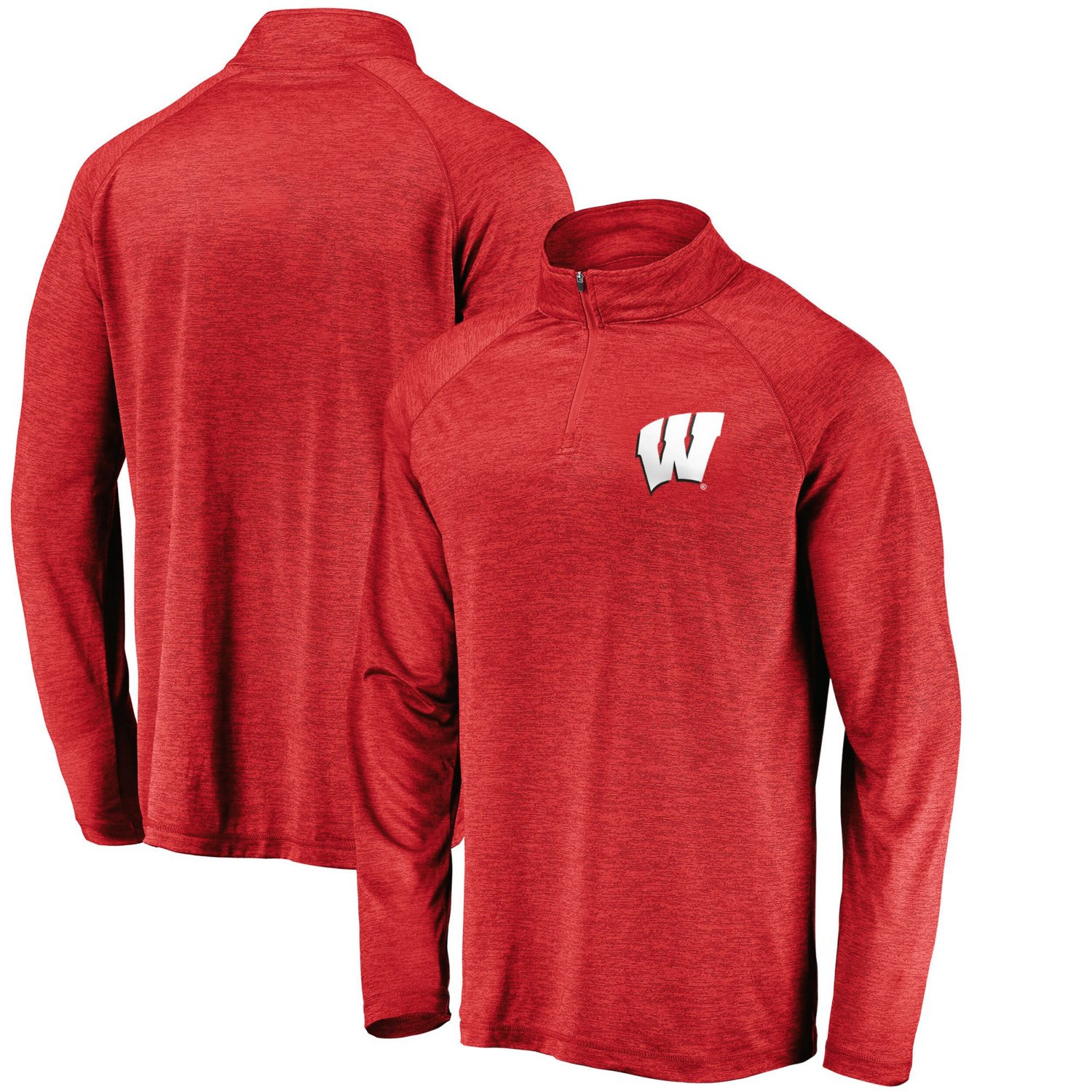 Fanatics Wisconsin Badgers Lightweight Striated Raglan Quarter-Zip Top