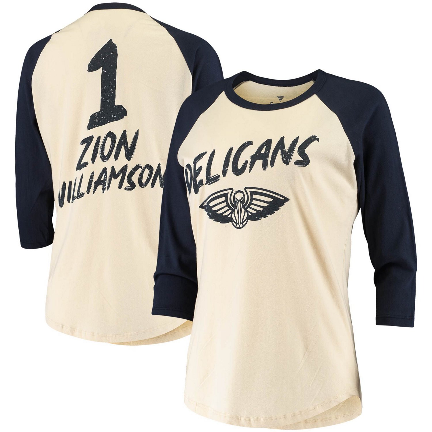 Fanatics Zion Williamson New Orleans Pelicans Raglan 3/4-Sleeve T-Shirt                                                          - view number 1