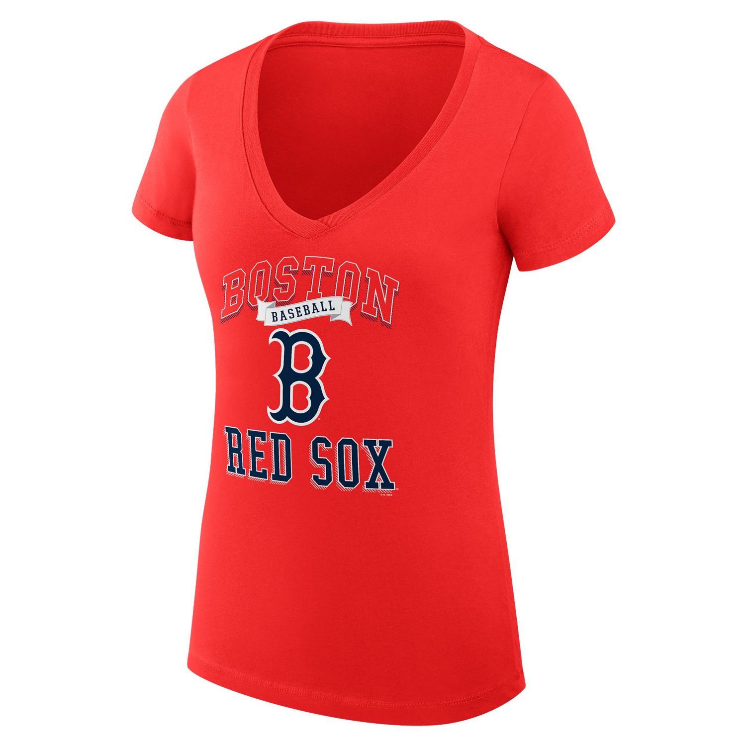 G-III 4Her by Carl Banks Boston Sox Super-Slim Fit Lightweight Team Logo Graphic V-Neck T-Shirt - view number 2