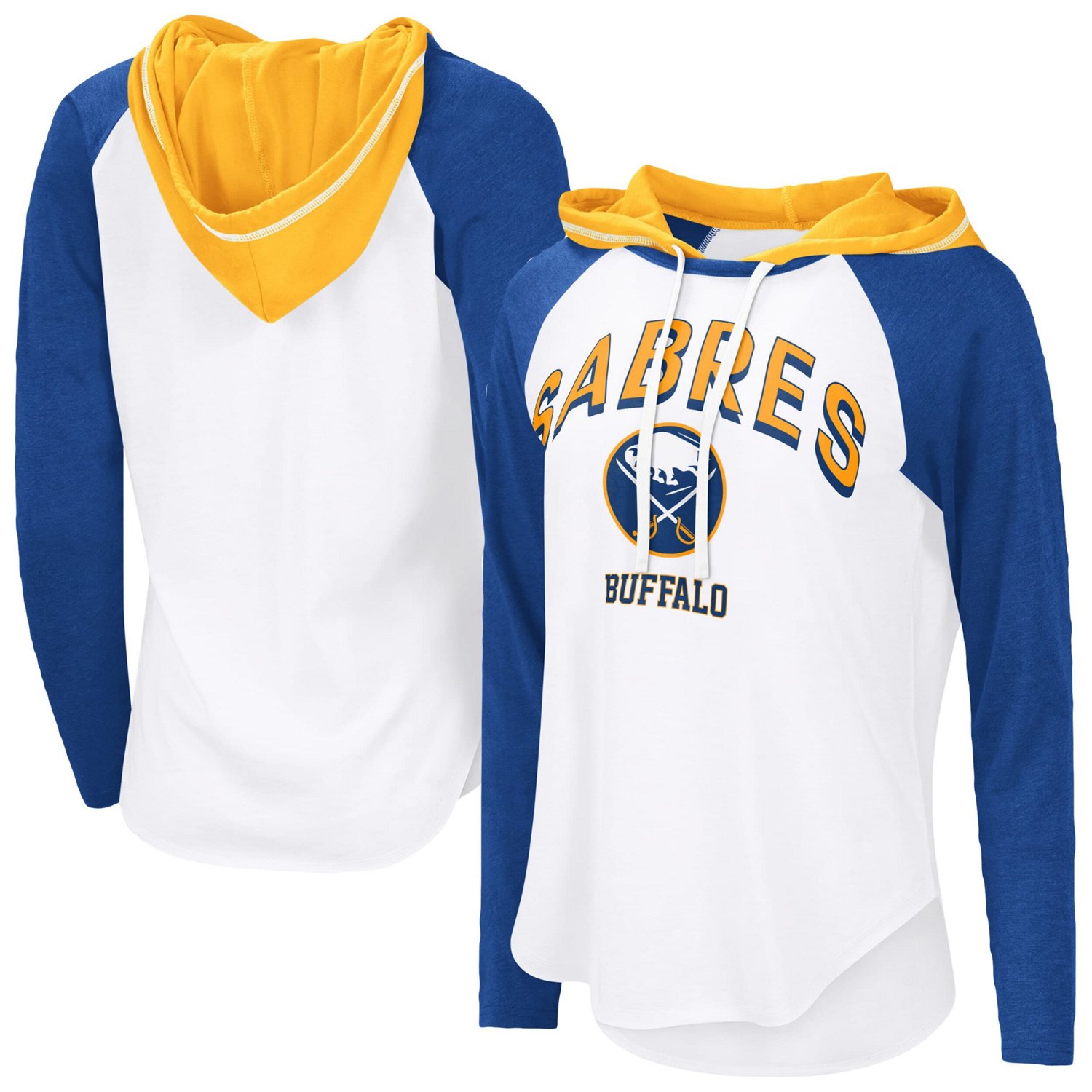 G-III 4Her by Carl Banks Buffalo Sabres VIP Raglan Long Sleeve Hoodie T-Shirt