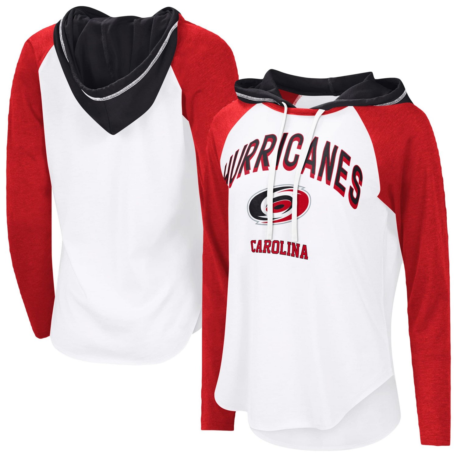 G-III 4Her by Carl Banks Carolina Hurricanes VIP Raglan Long Sleeve Hoodie T-Shirt