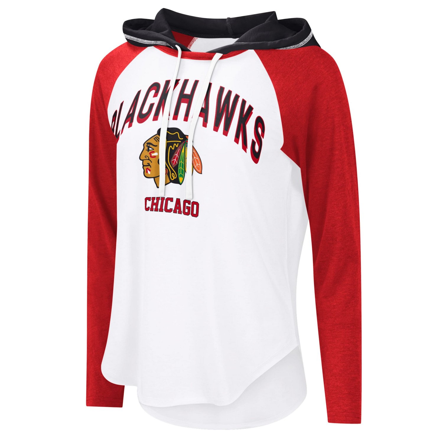 G-III 4Her by Carl Banks Chicago Blackhawks VIP Raglan Long Sleeve Hoodie T-Shirt - view number 2