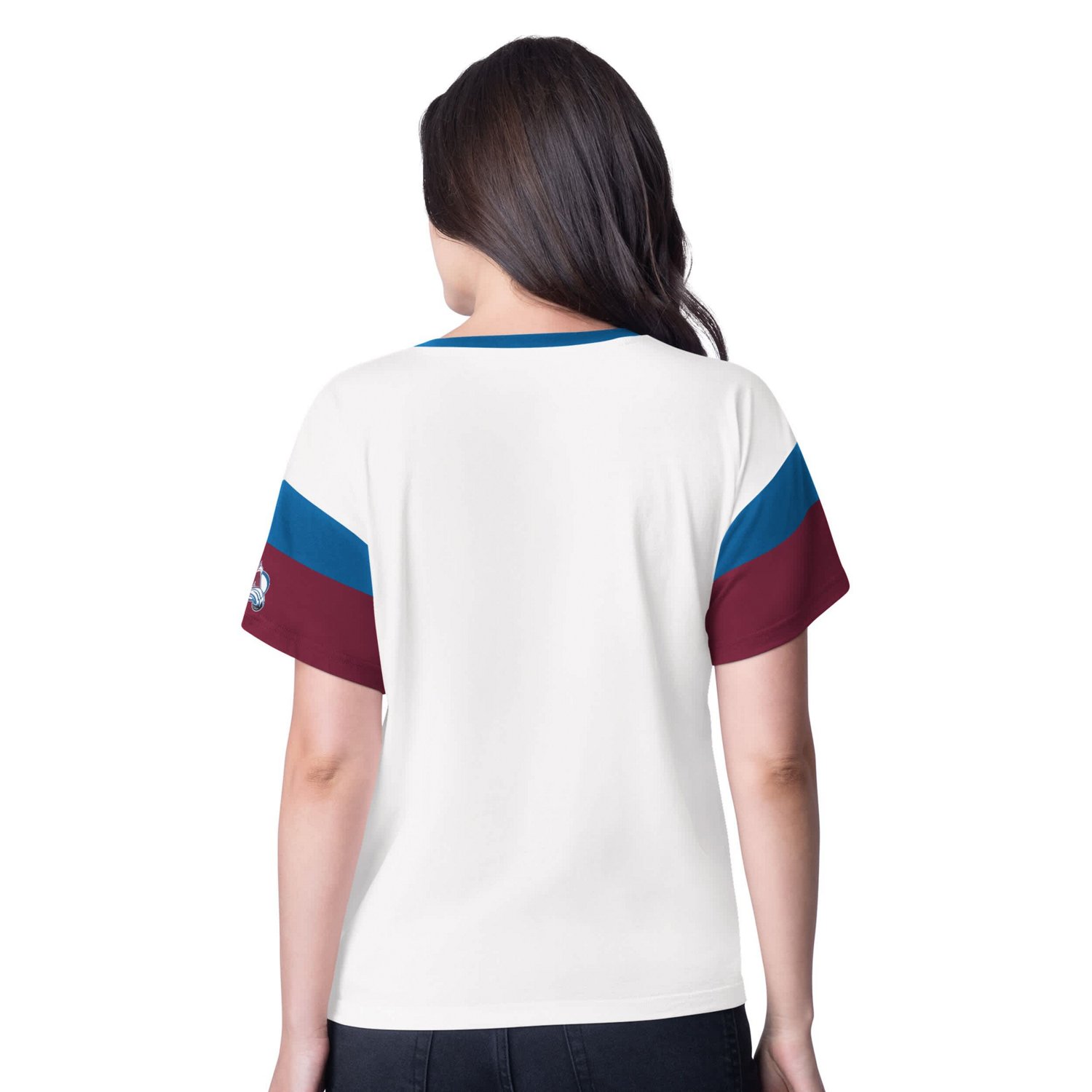 G-III 4Her by Carl Banks Colorado Avalanche Rink Oversized Rhinestone V-Neck T-Shirt - view number 2