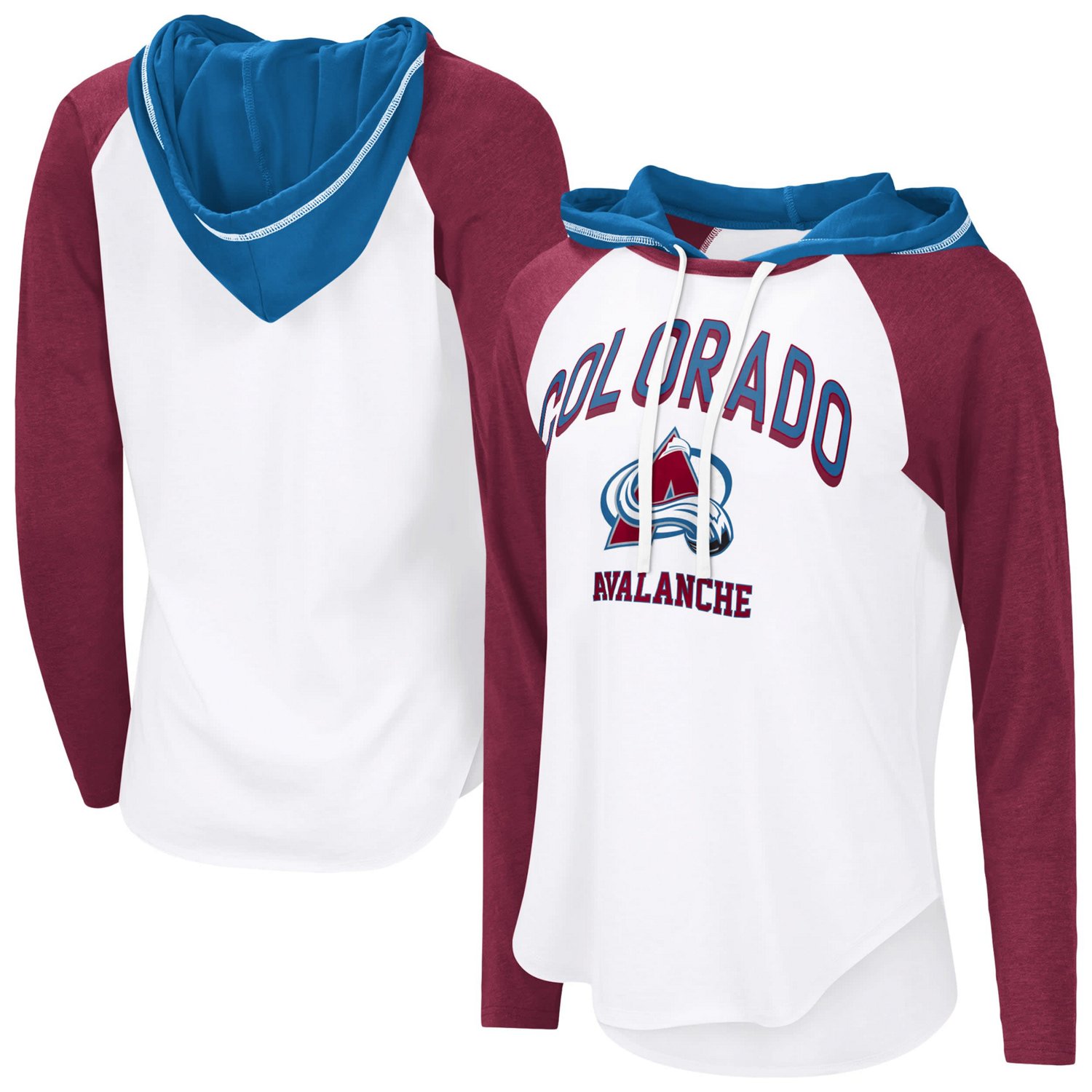 G-III 4Her by Carl Banks Colorado Avalanche VIP Raglan Long Sleeve Hoodie T-Shirt - view number 1