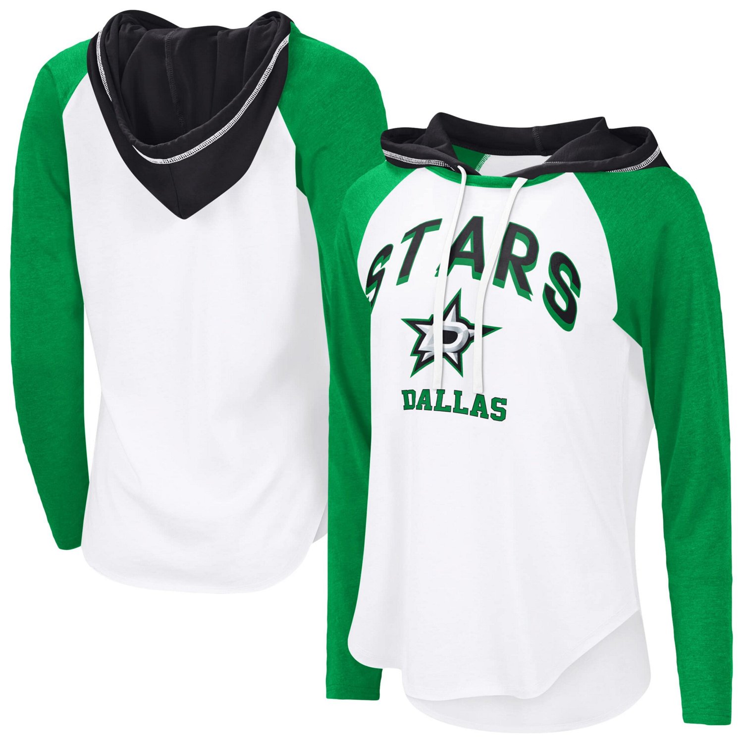 G-III 4Her by Carl Banks Dallas Stars VIP Raglan Long Sleeve Hoodie T-Shirt