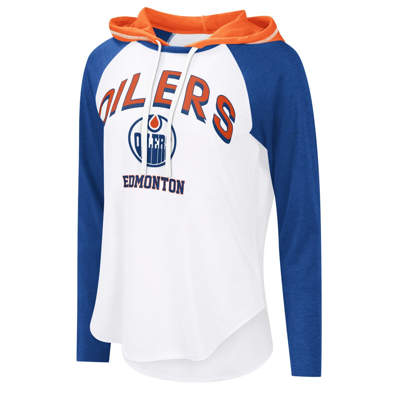 G-III 4Her by Carl Banks Edmonton Oilers VIP Raglan Long Sleeve Hoodie T-Shirt                                                   - view number 2