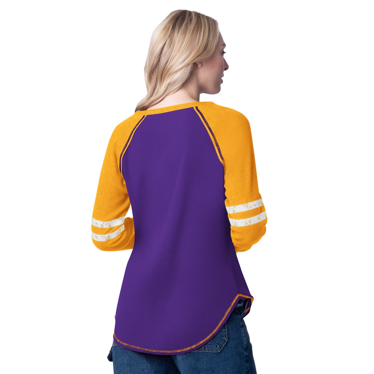 G-III 4Her by Carl Banks Gold Los Angeles Lakers Winner Waffle Knit Thermal Long Sleeve Tri-Blend T-Shirt - view number 2